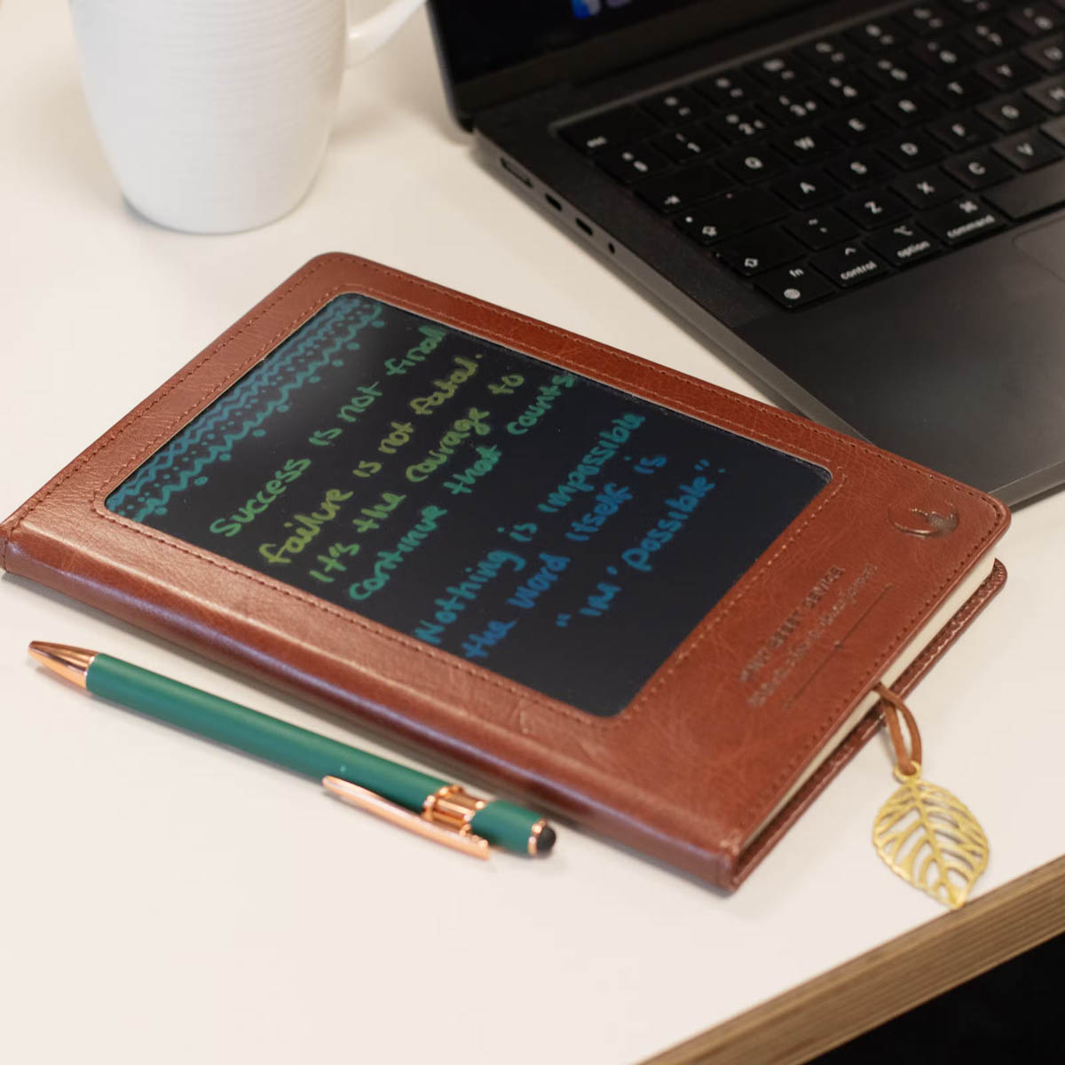 A5 Black Leather-Effect Intention Notebook with LCD Screen12