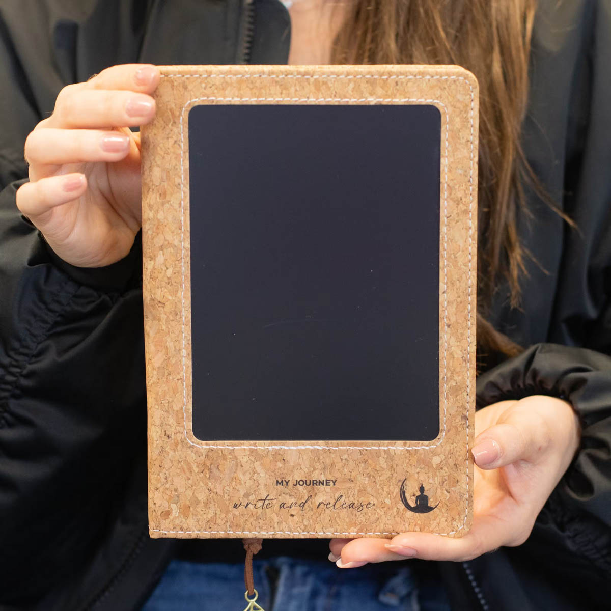 A5 Black Leather-Effect Intention Notebook with LCD Screen9