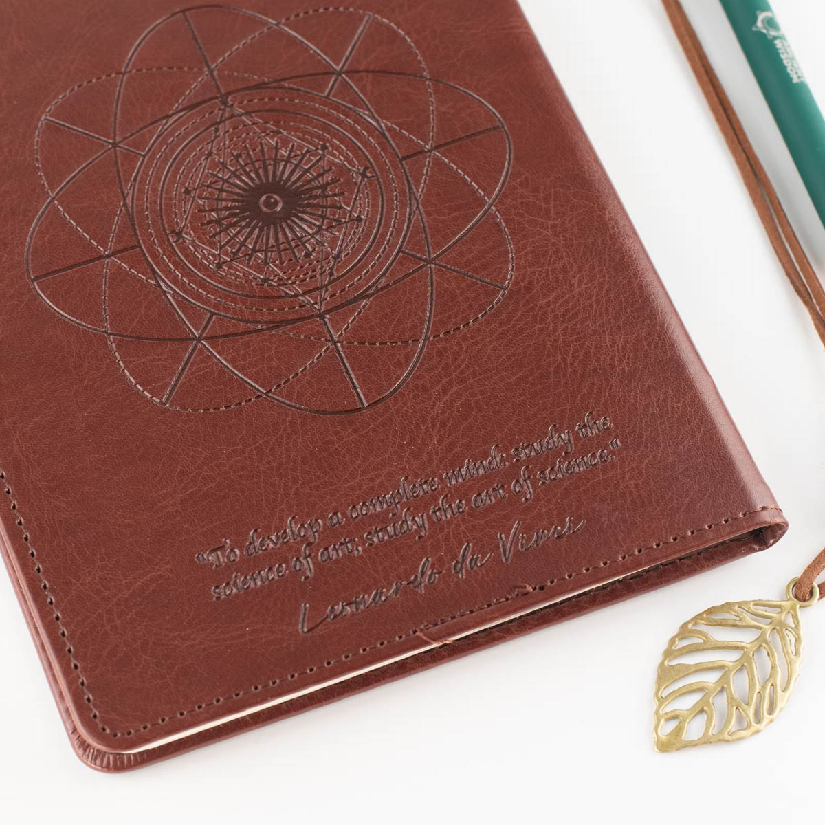 A5 Brown Leather-Effect Intention Notebook with LCD Screen2
