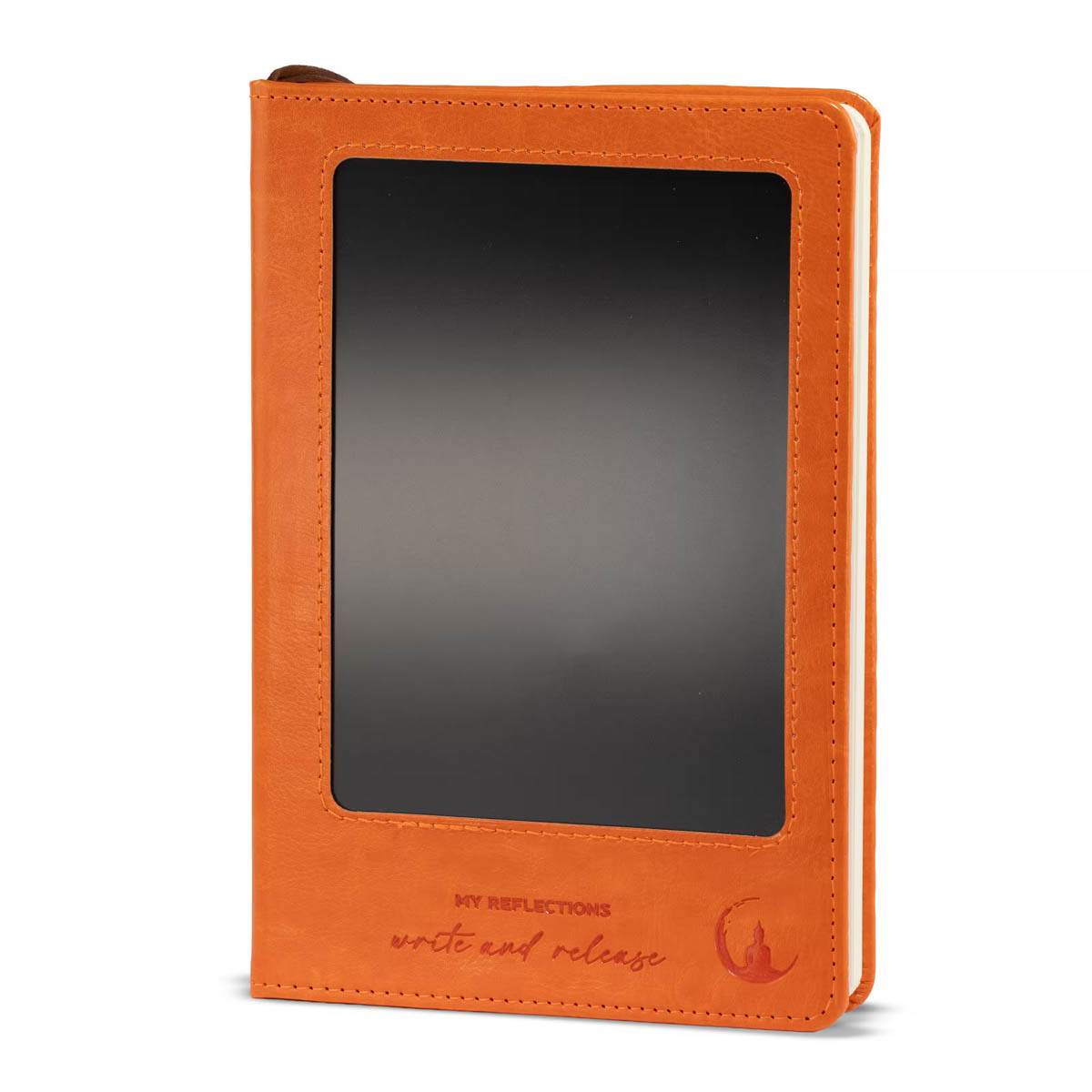 A5 Orange Leather-Effect Intention Notebook with LCD Screen