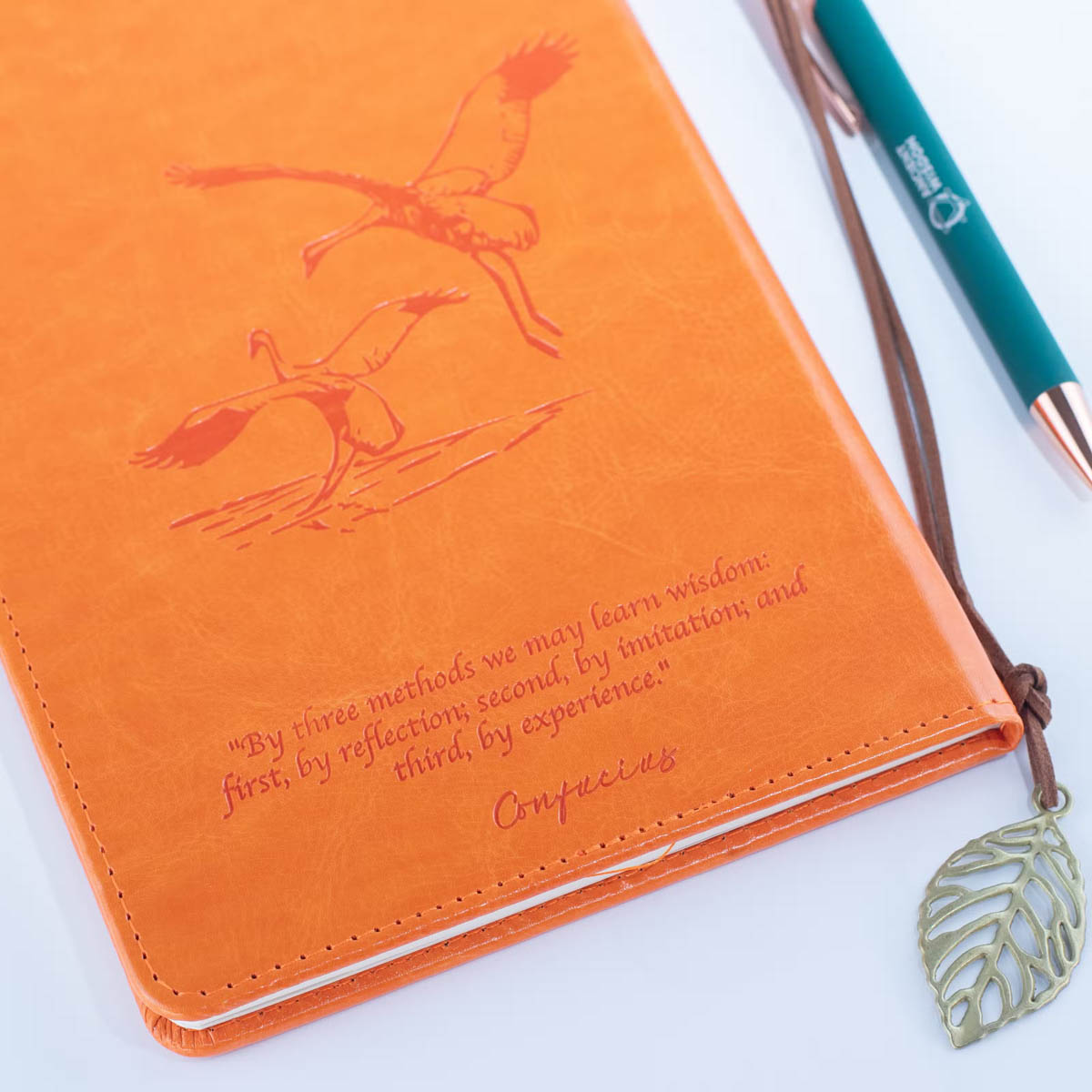 A5 Orange Leather-Effect Intention Notebook with LCD Screen2