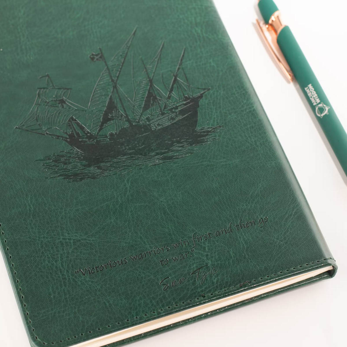 A5 Green Leather-Effect Intention Notebook with LCD Screen2