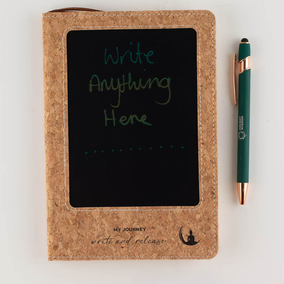 A5 Cork Leather-Effect Intention Notebook with LCD Screen1