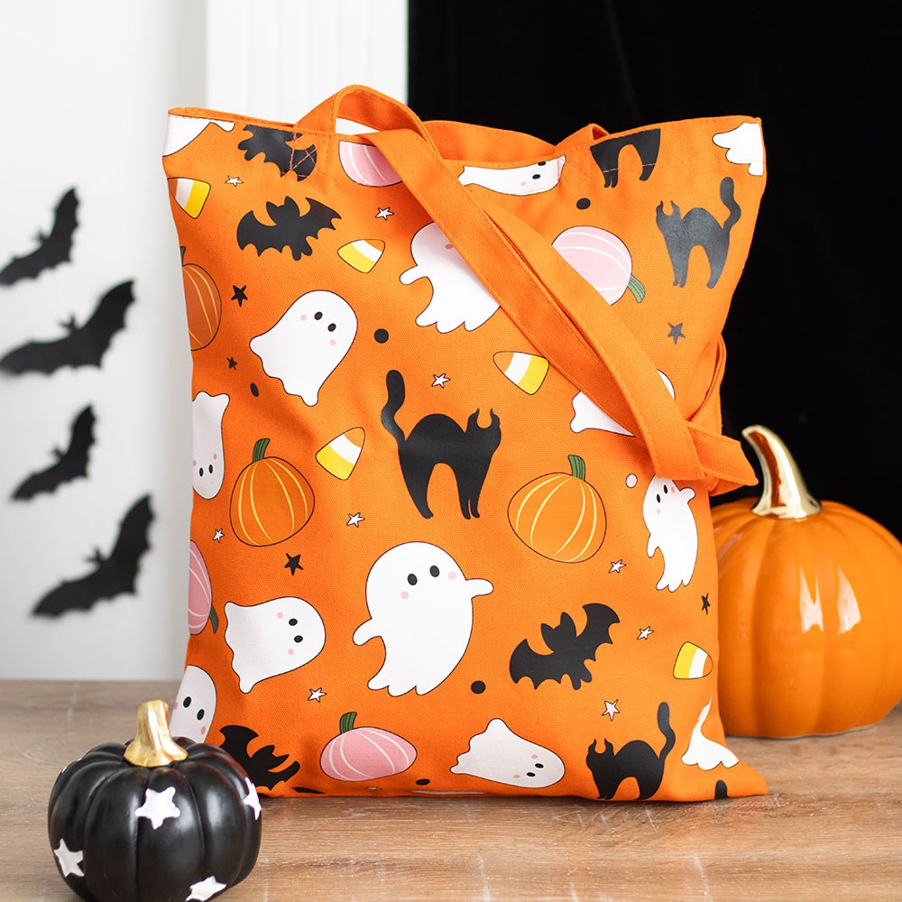 Sweet and Spooky Ghost Print Halloween Tote Bag3