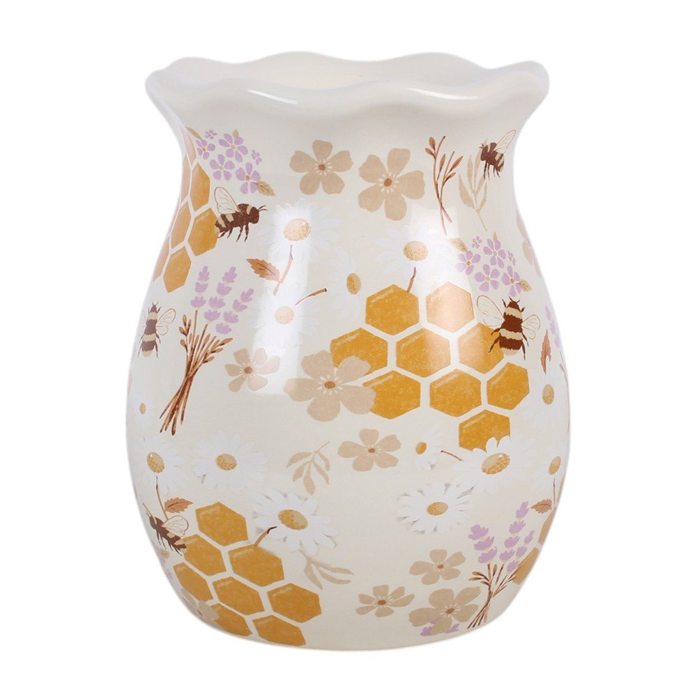 Honey Bee Print Fluted Ceramic Oil Burner & Wax Warmer