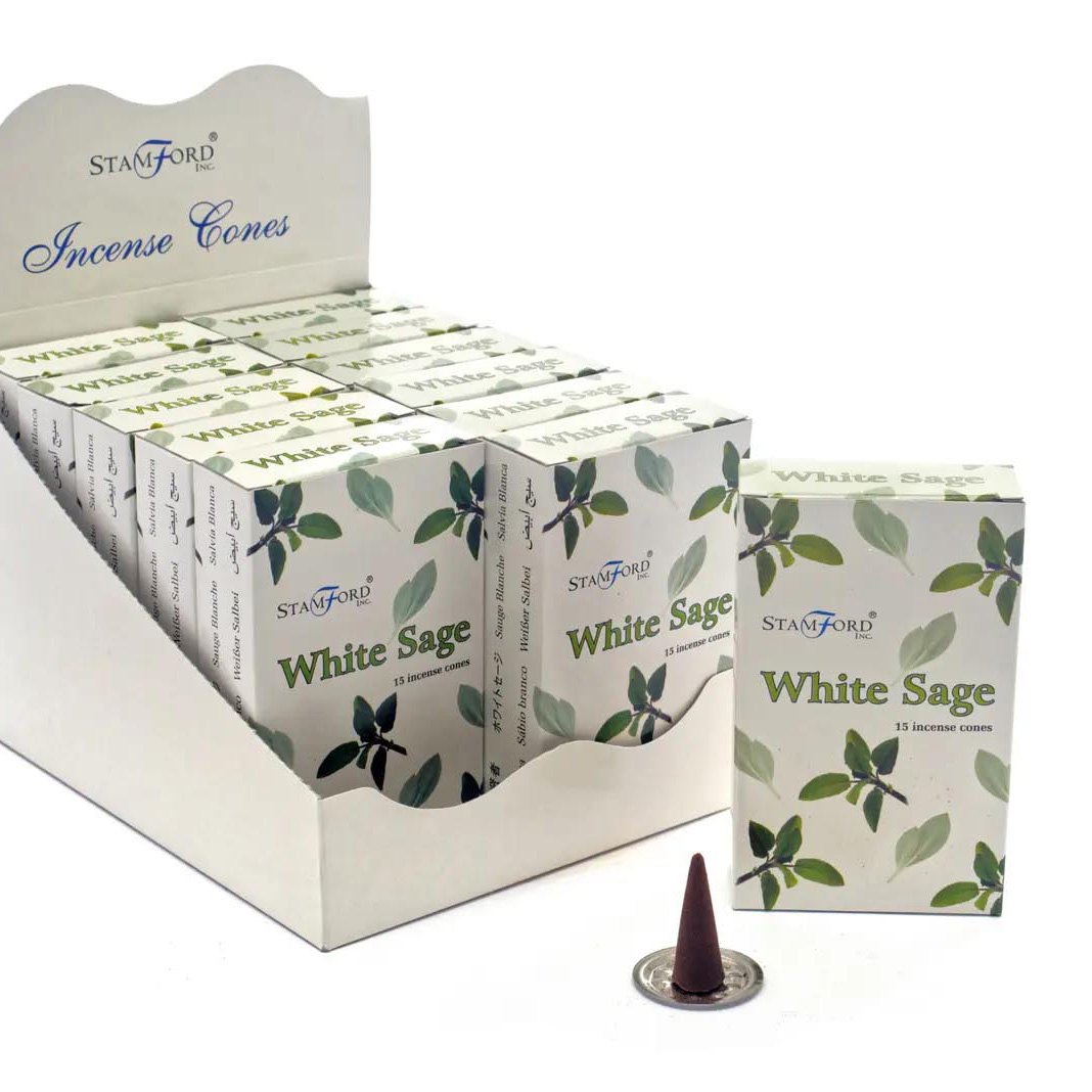Stamford White Sage Incense Cones (15 Pack & Holder)1