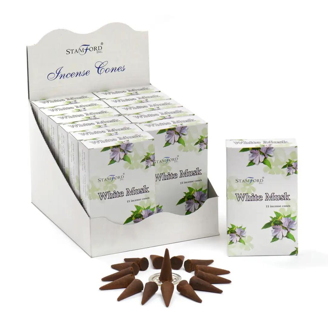 Stamford White Musk Incense Cones (15 Pack & Holder)1