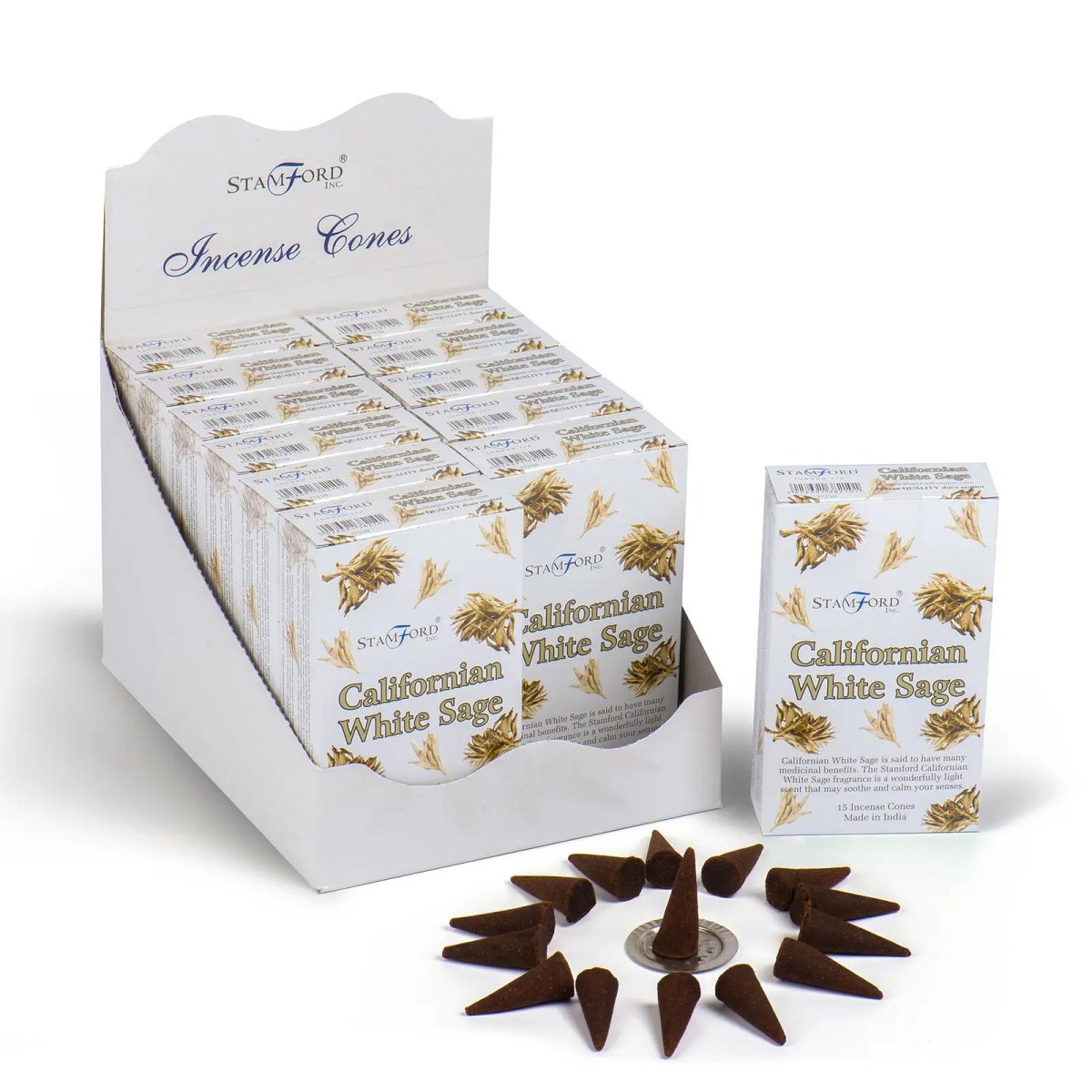 Stamford Californian White Sage Incense Cones (15 Pack & Holder)1