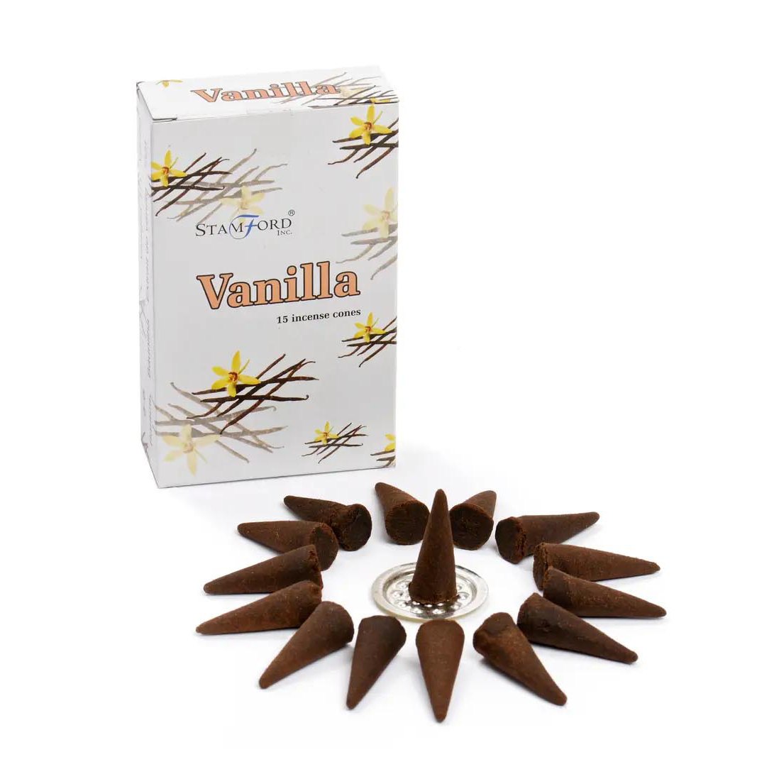 Stamford Vanilla Incense Cones (15 Pack & Holder)