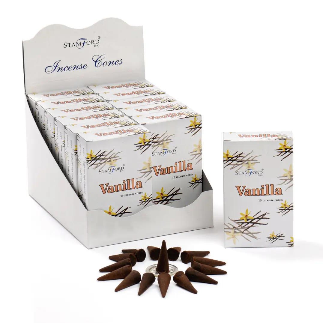 Stamford Vanilla Incense Cones (15 Pack & Holder)1