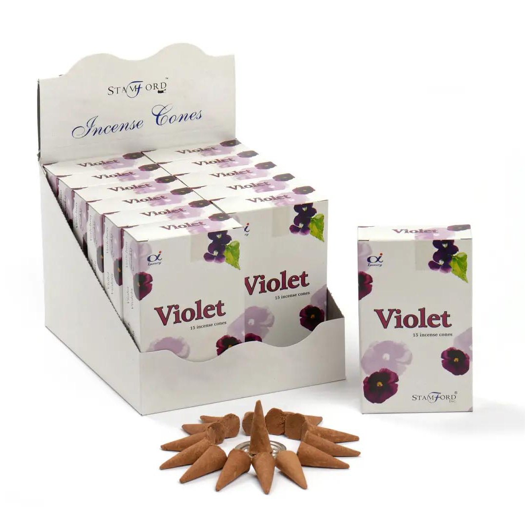 Stamford Violet Incense Cones (15 Pack & Holder)1