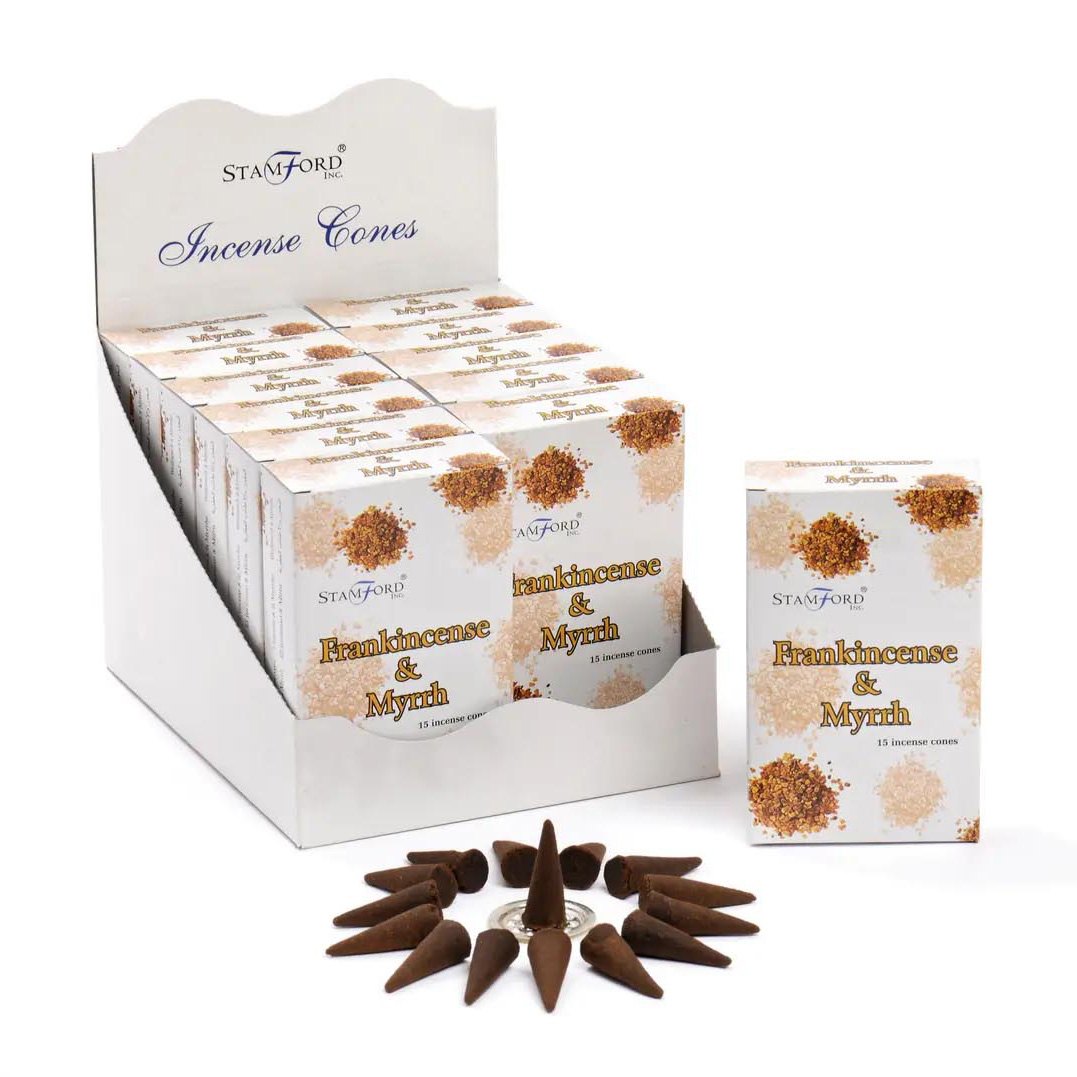 Stamford Frankincense & Myrrh Incense Cones (15 Pack & Holder)1