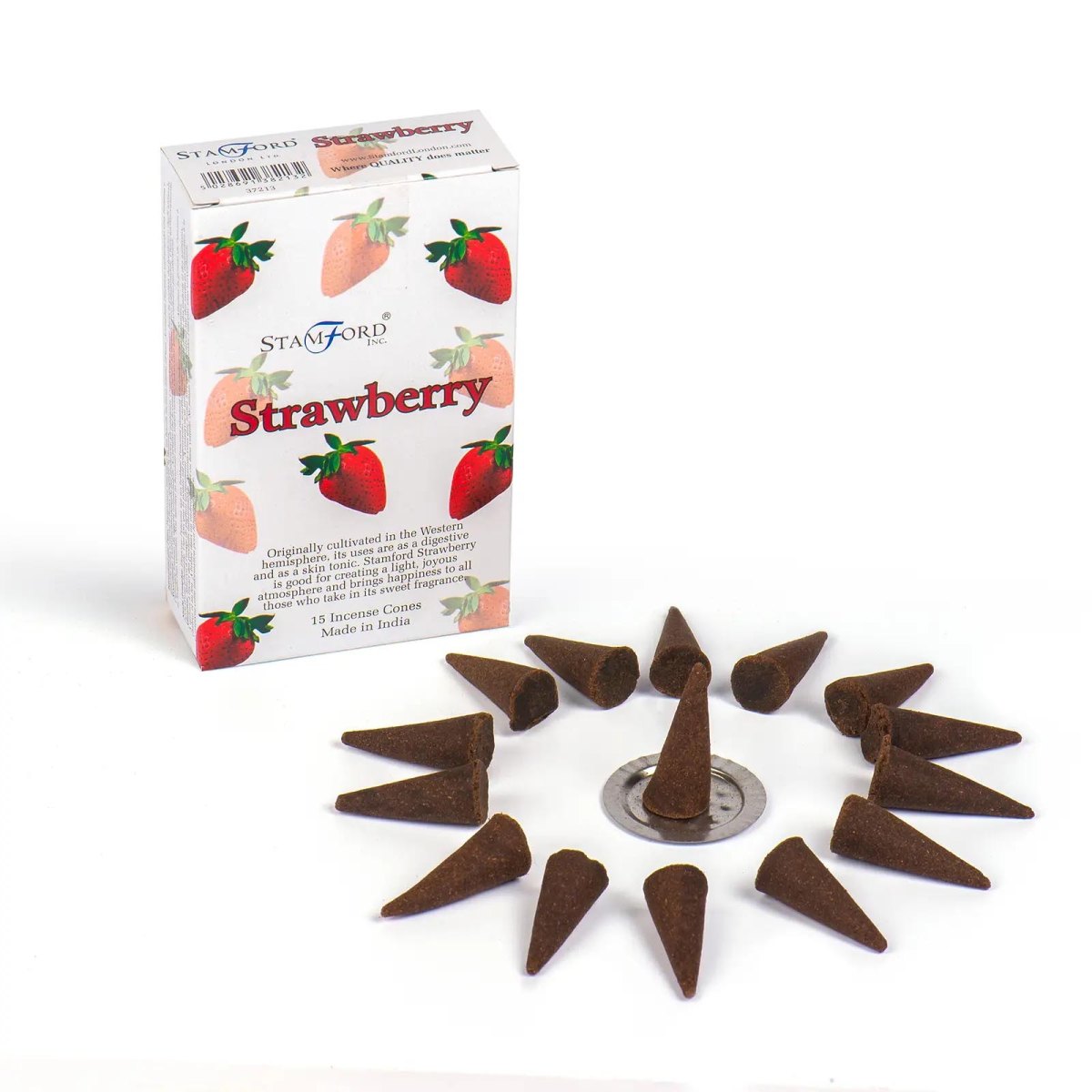 Stamford Strawberry Incense Cones (15 Pack & Holder)