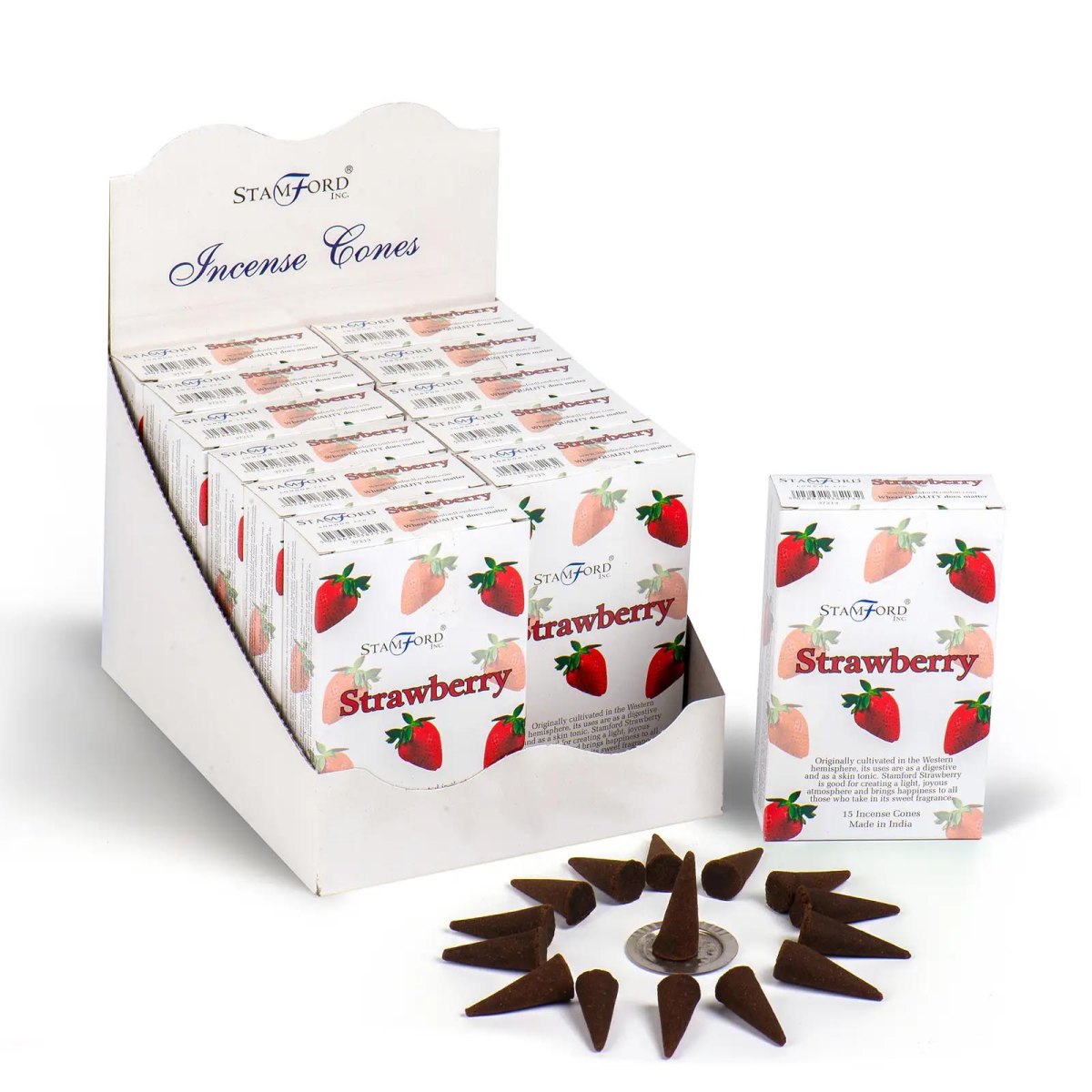 Stamford Strawberry Incense Cones (15 Pack & Holder)1