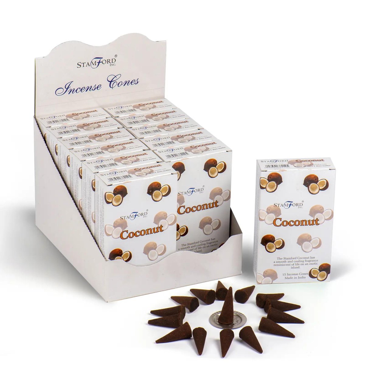 Stamford Coconut Incense Cones (15 Pack & Holder)1
