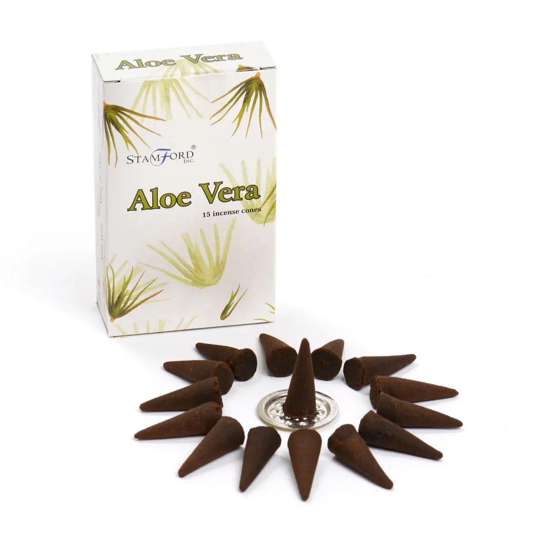 Stamford Aloe Vera Incense Cones (15 Pack & Holder)
