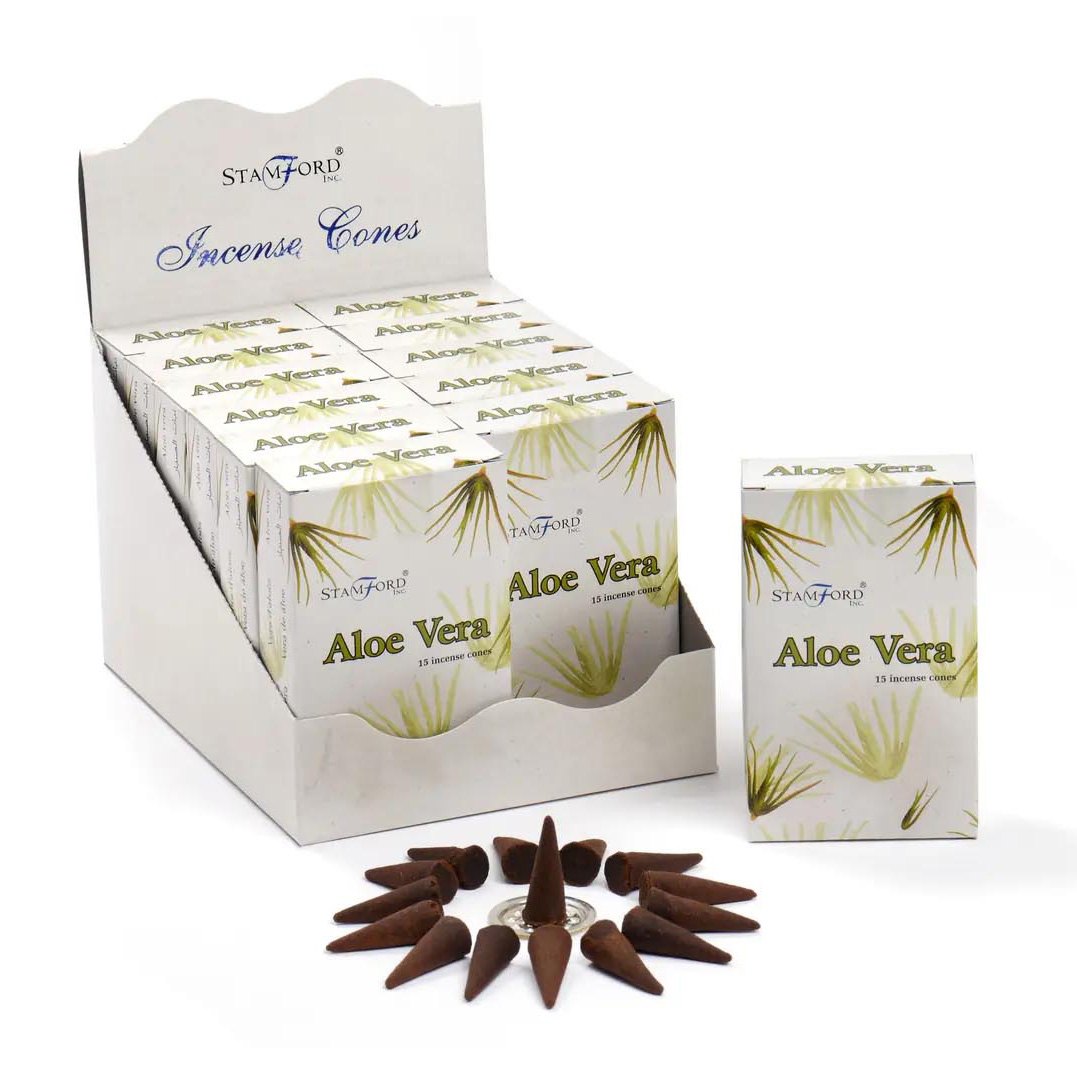 Stamford Aloe Vera Incense Cones (15 Pack & Holder)1