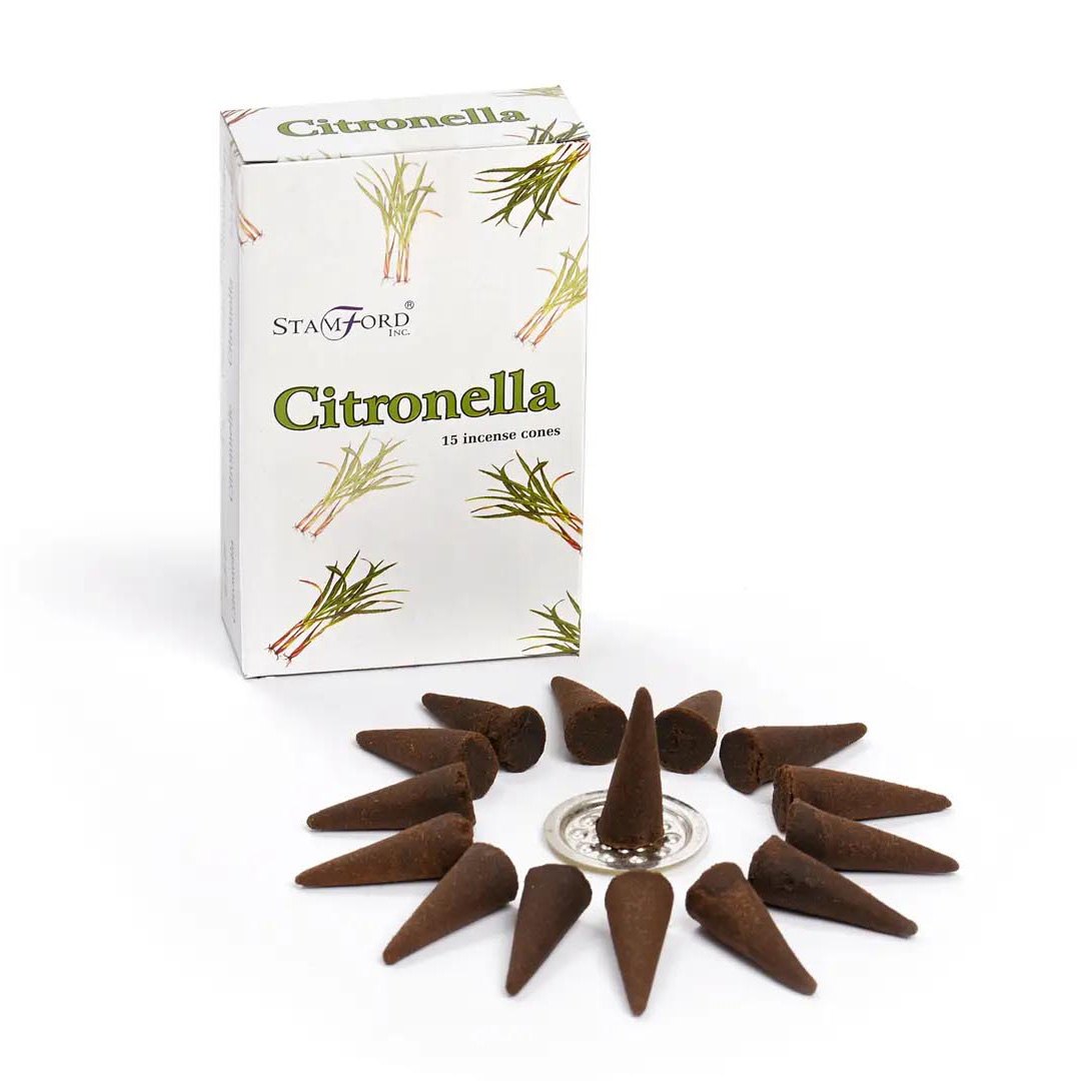 Stamford Citronella Incense Cones (15 Pack & Holder)