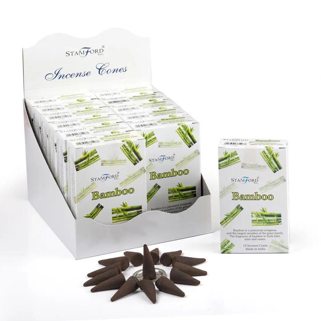 Stamford Bamboo Incense Cones (15 Pack & Holder)1