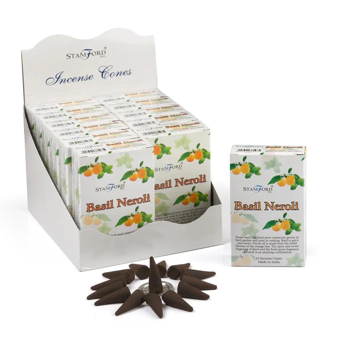 Stamford Basil & Neroli Incense Cones (15 Pack & Holder)1