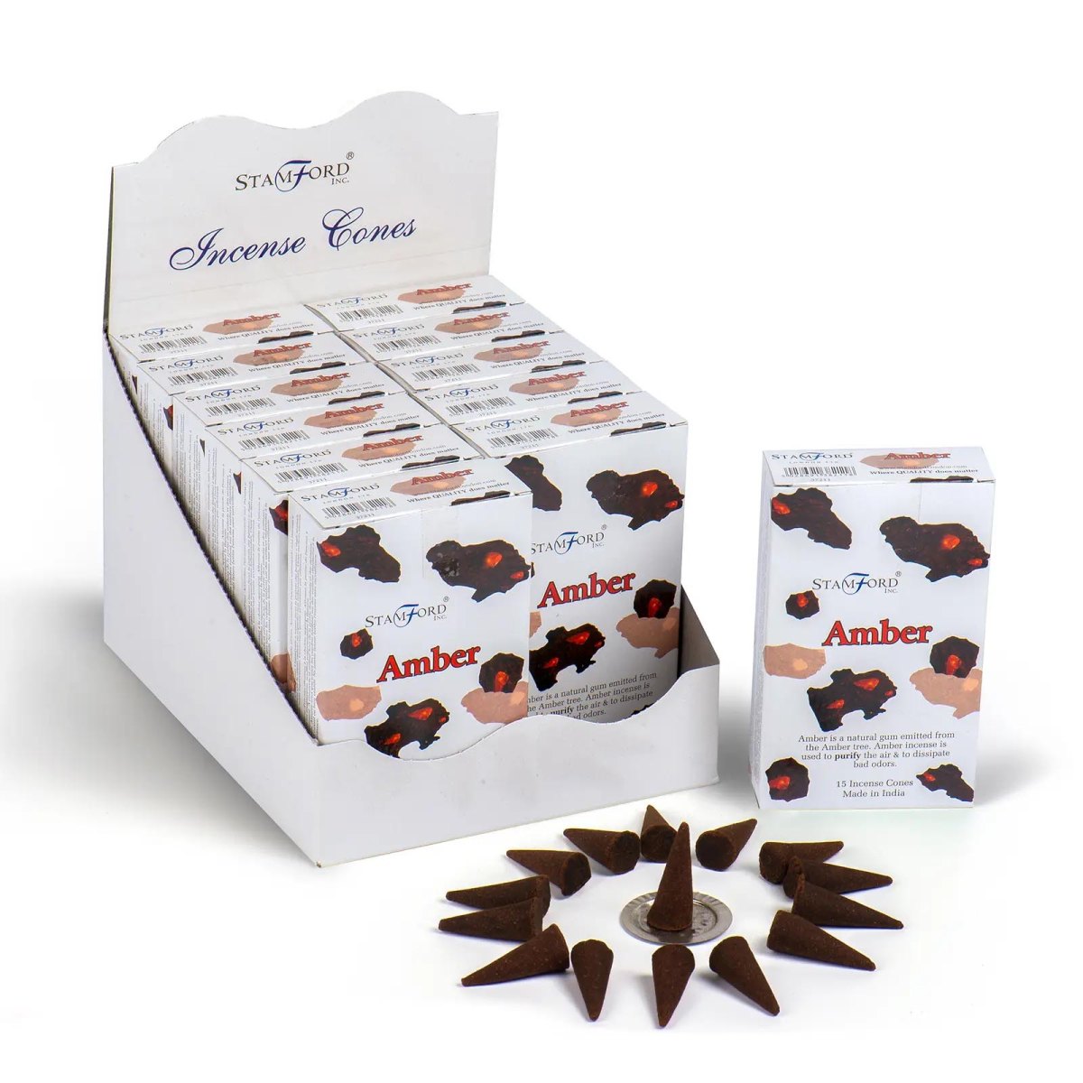 Stamford Amber Incense Cones (15 Pack & Holder)1
