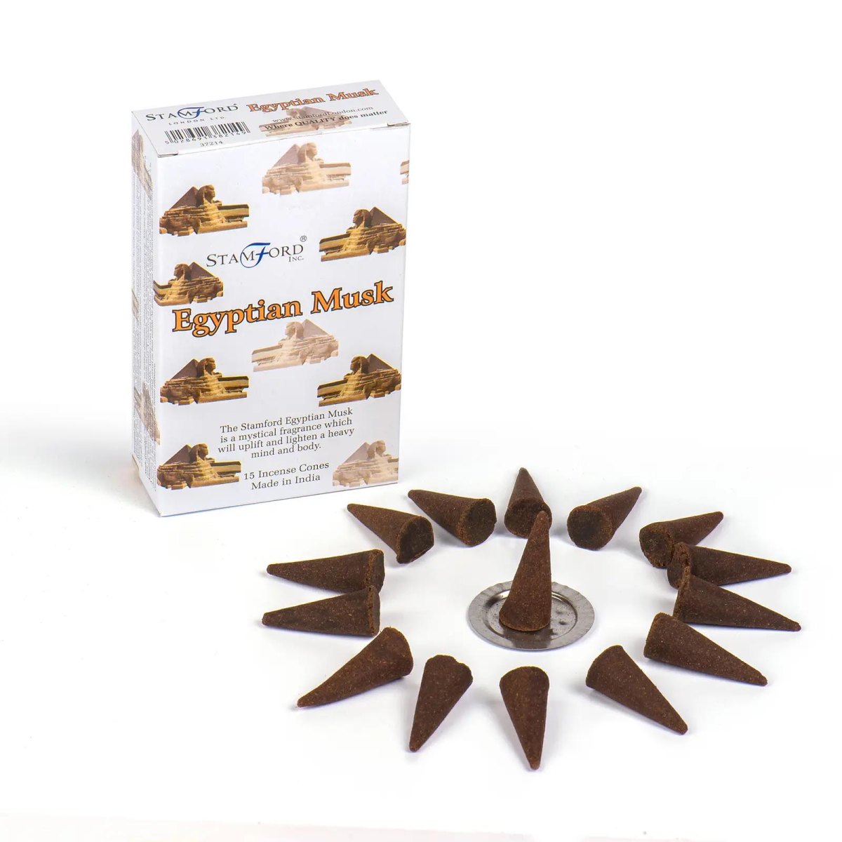 Stamford Egyptian Musk Incense Cones (15 Pack & Holder)