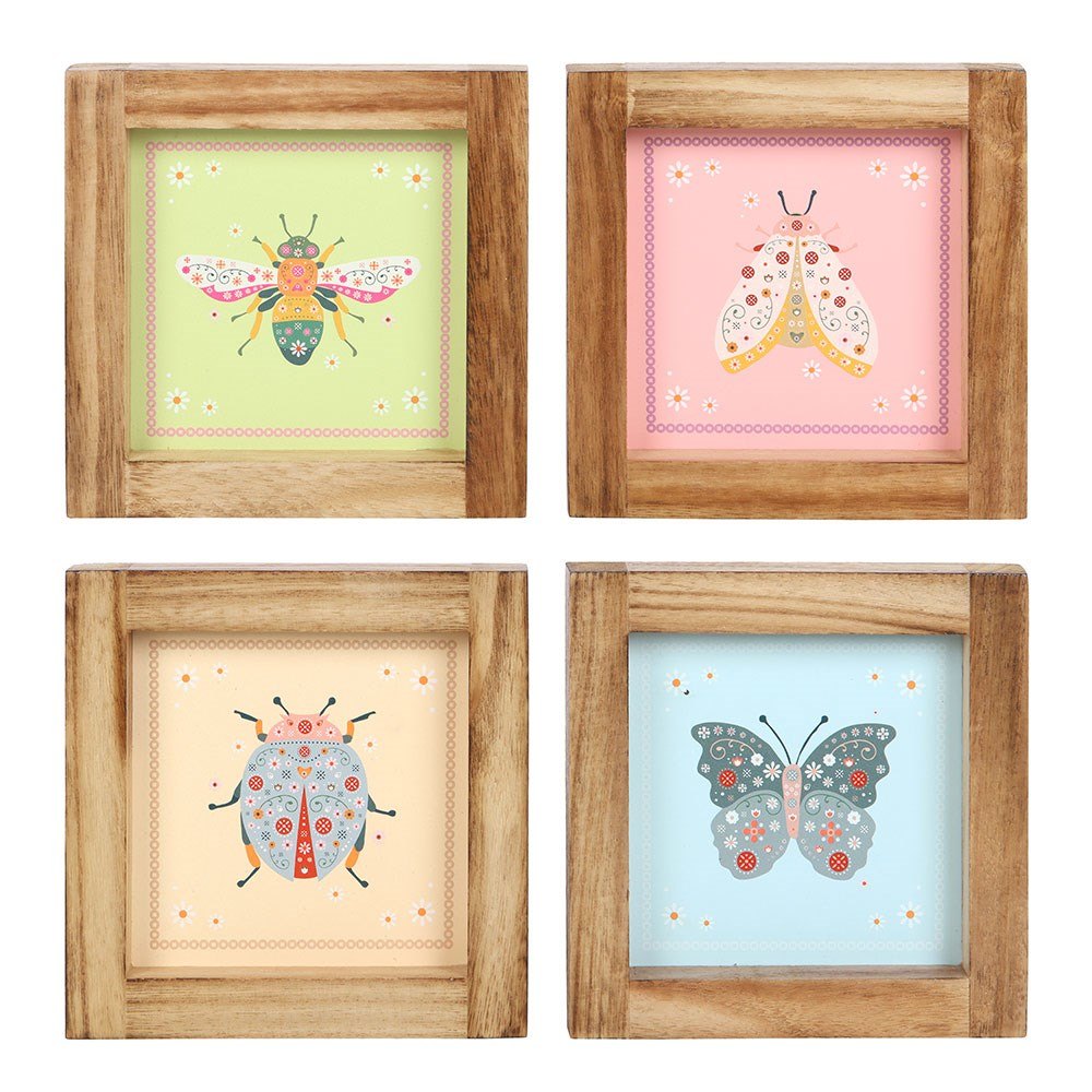 Pastel Floral Insect Framed Wall Art (Set of 4)2