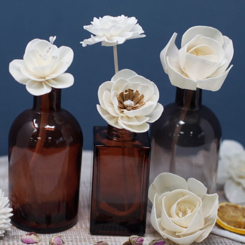 Set of 4 Small Poppy Diffuser Flowers with String Wicks5