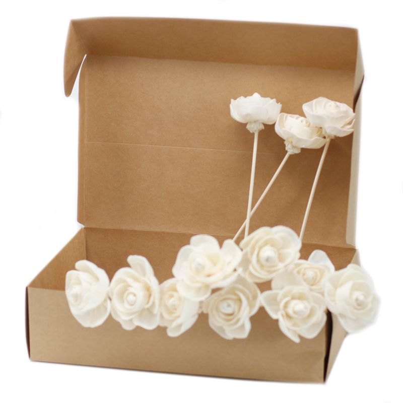 Natural Sola Wood Rose Diffuser Flowers on Reed (Set of 4)4