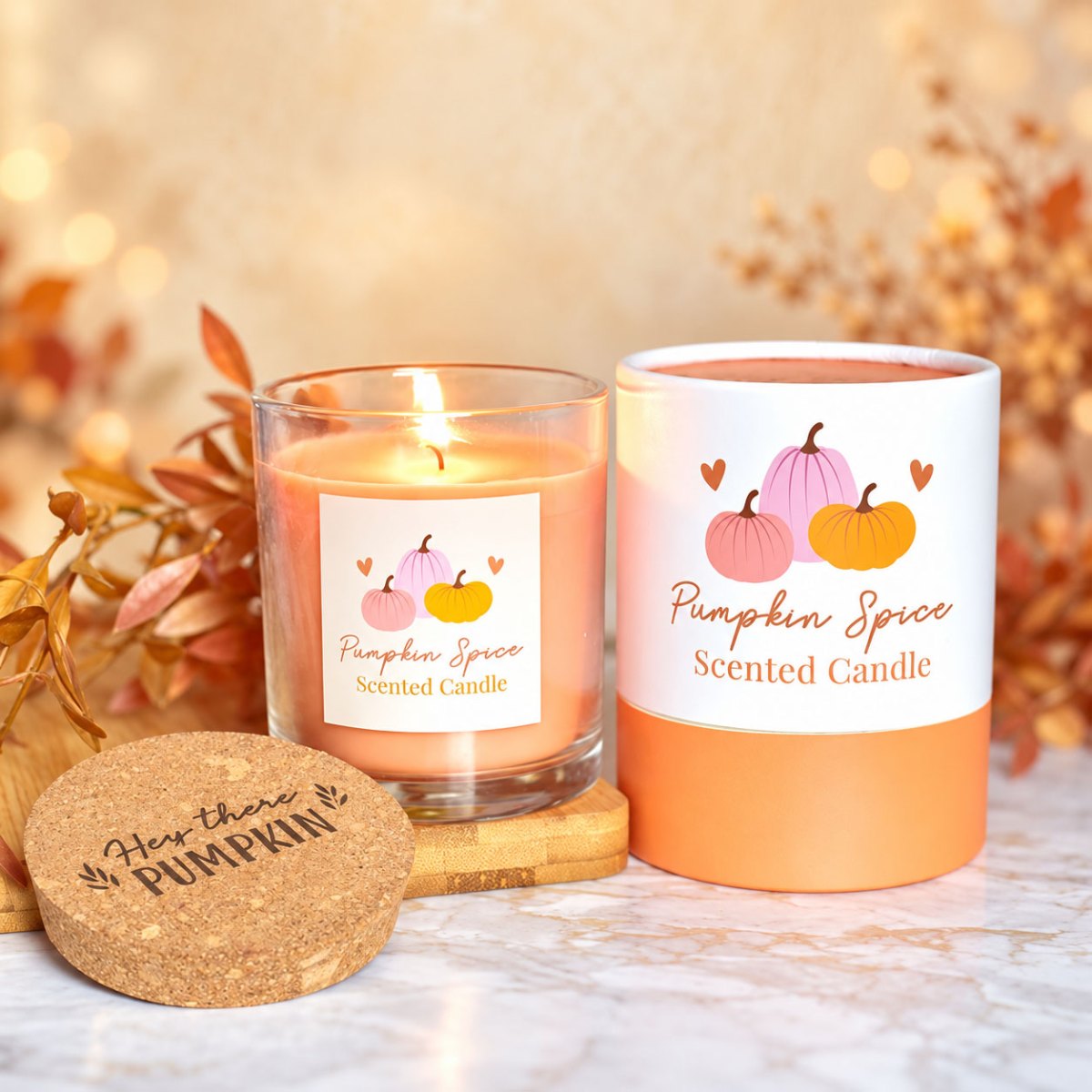 Pumpkin Pie Scented Glass Candle with Cork Lid4