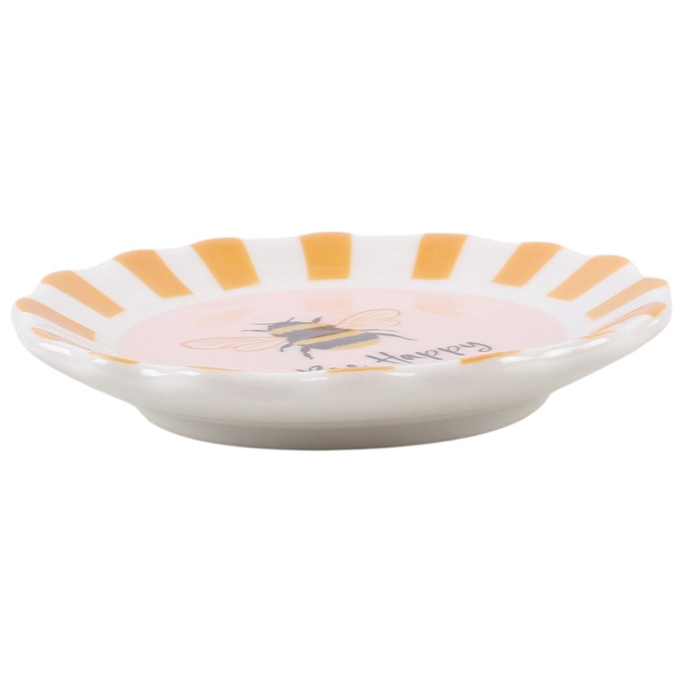 Striped Bee Happy Ceramic Trinket Dish1