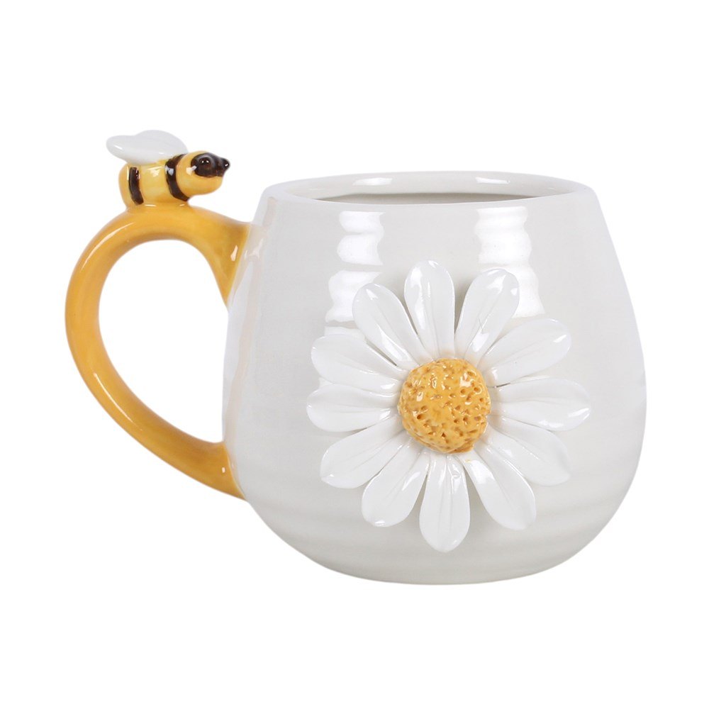 3D Daisy & Honey Bee Ceramic Mug (420ml)