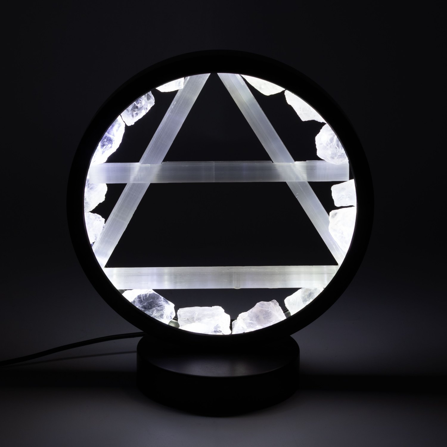 Clear Quartz & Selenite Gemstone Halo Lamp – Air1
