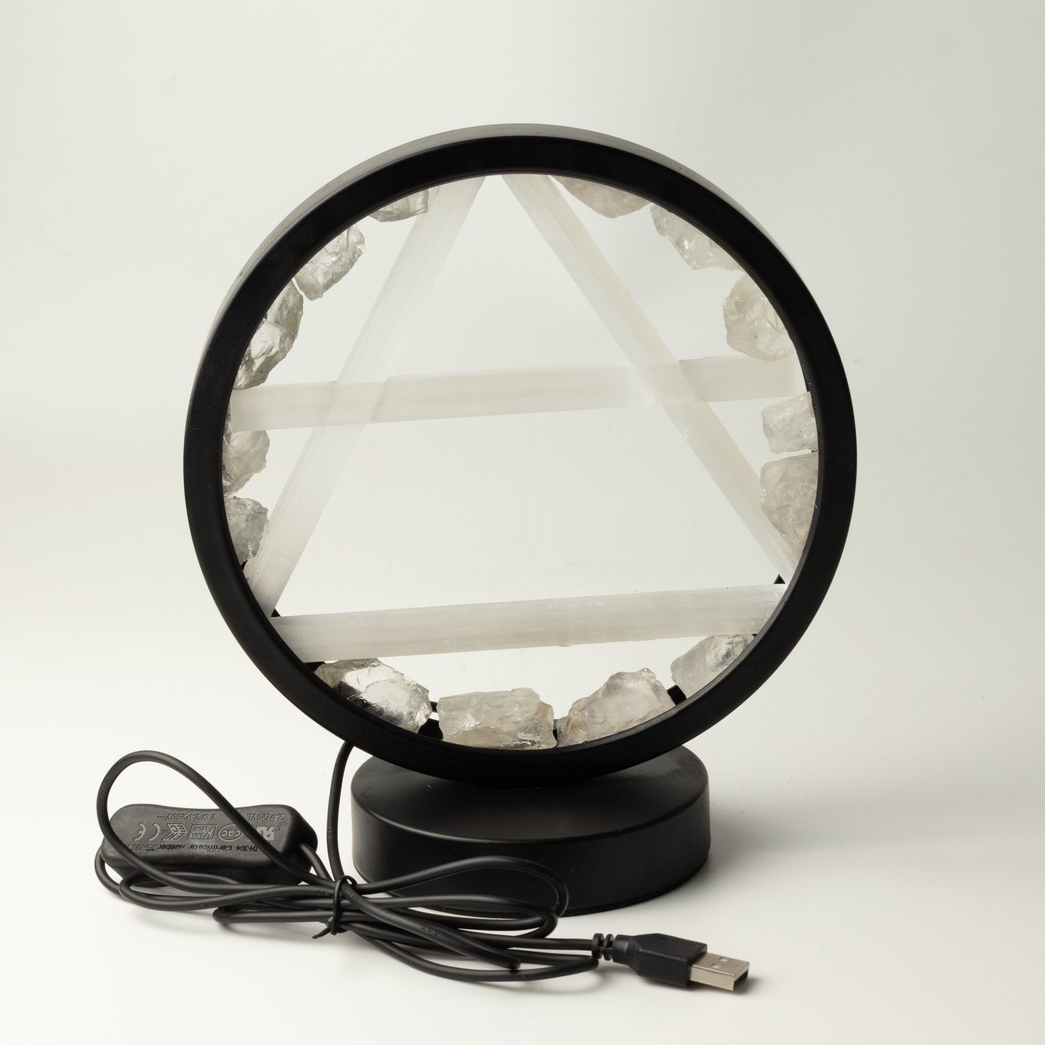 Clear Quartz & Selenite Gemstone Halo Lamp – Air2