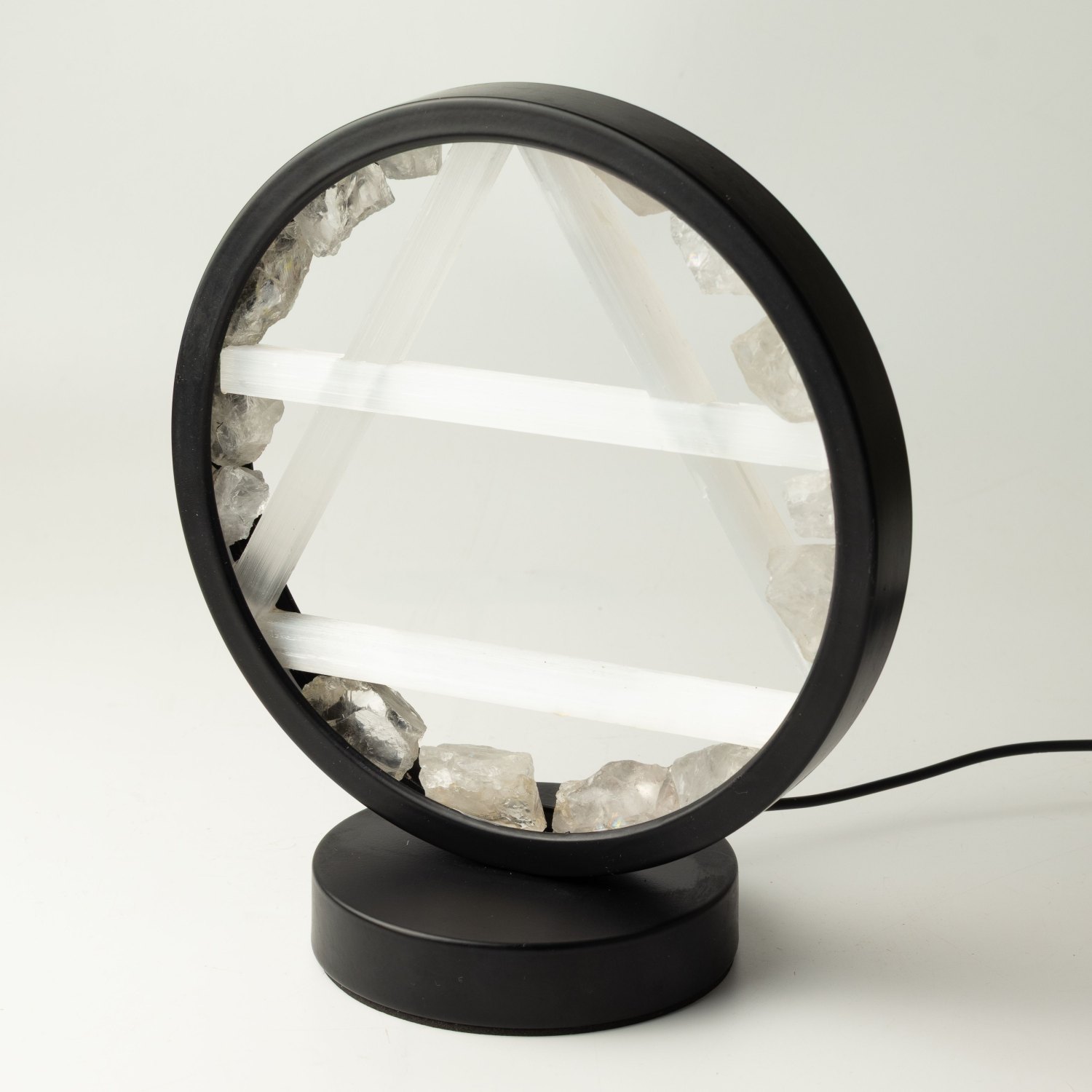 Clear Quartz & Selenite Gemstone Halo Lamp – Air3