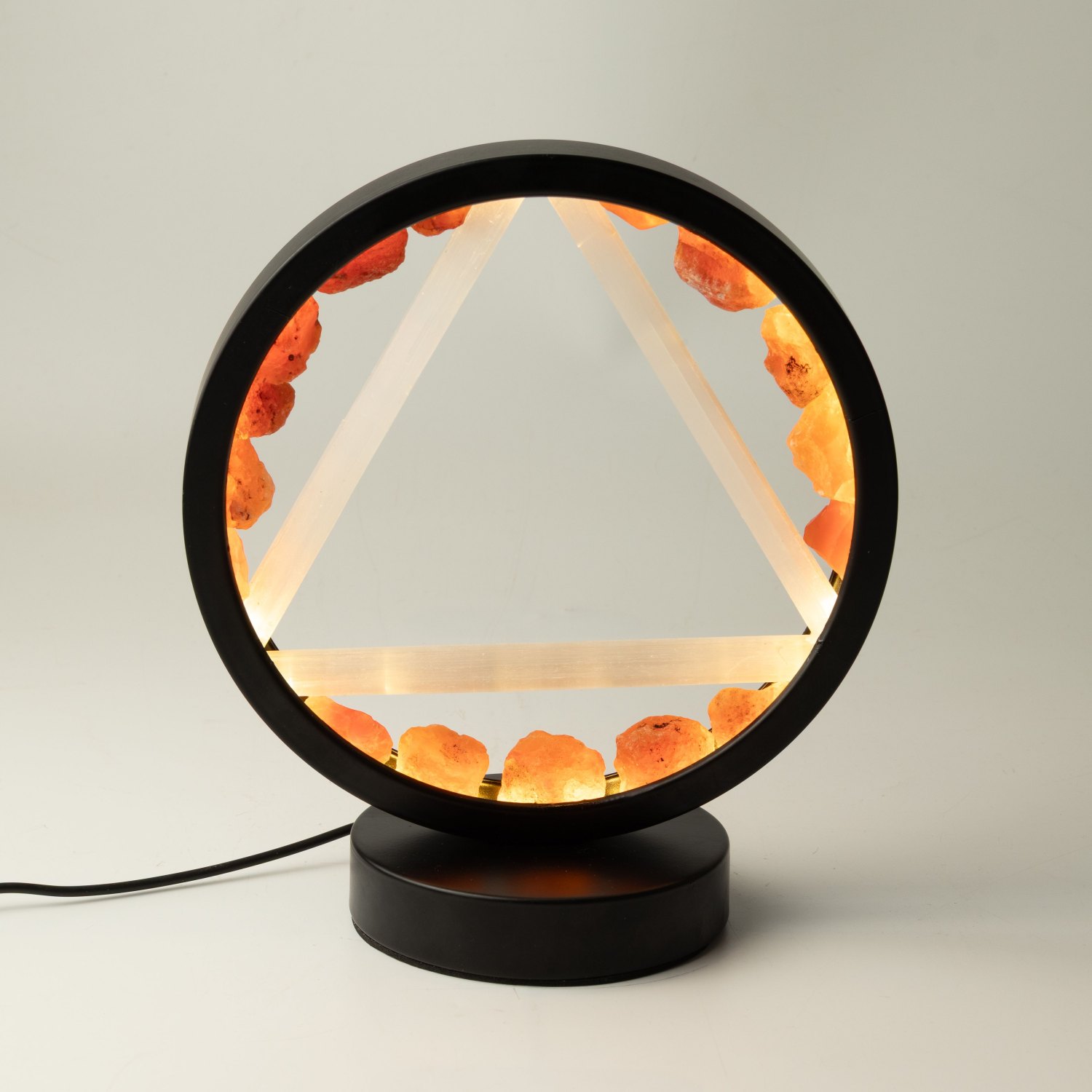 Carnelian & Selenite Gemstone Halo Lamp – Fire