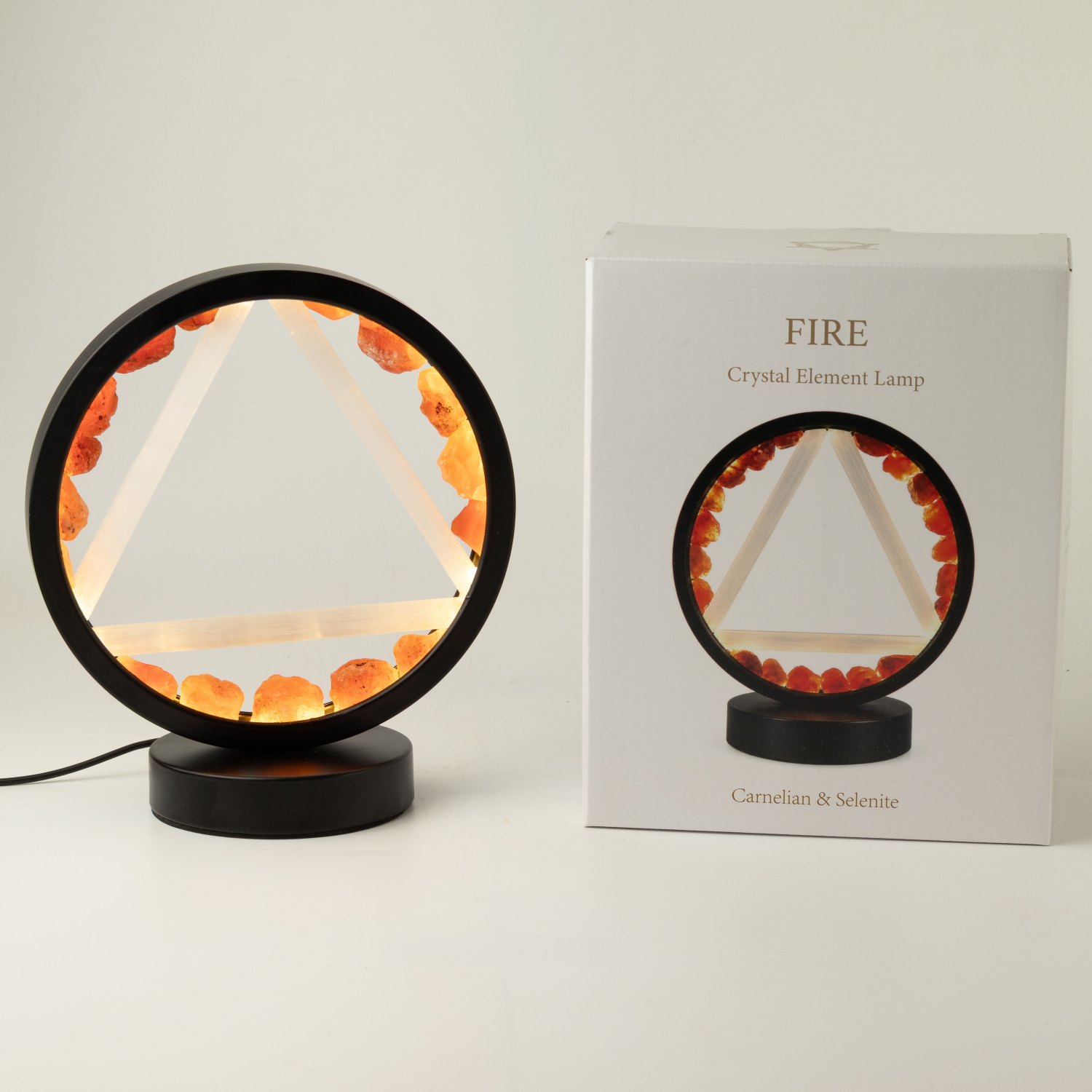Carnelian & Selenite Gemstone Halo Lamp – Fire4