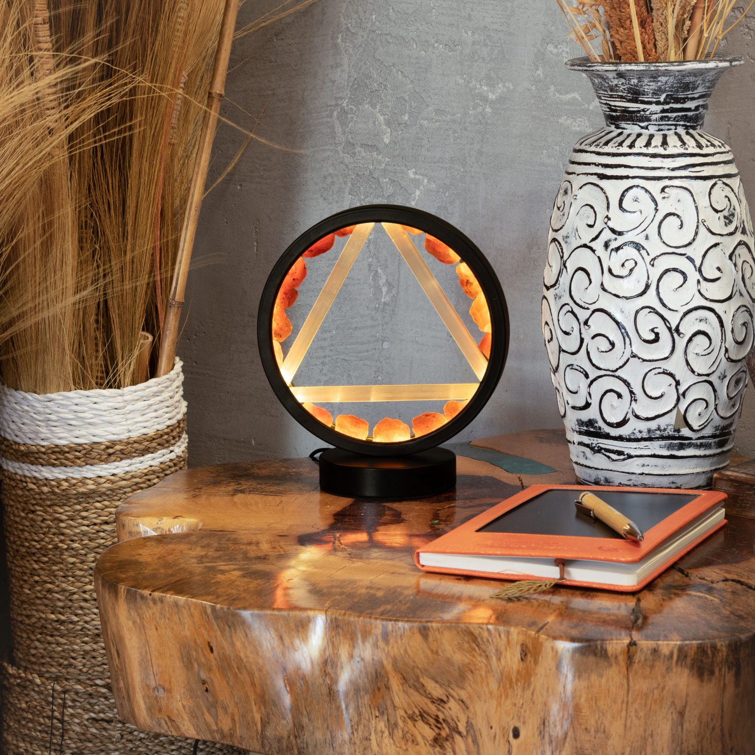 Carnelian & Selenite Gemstone Halo Lamp – Fire6
