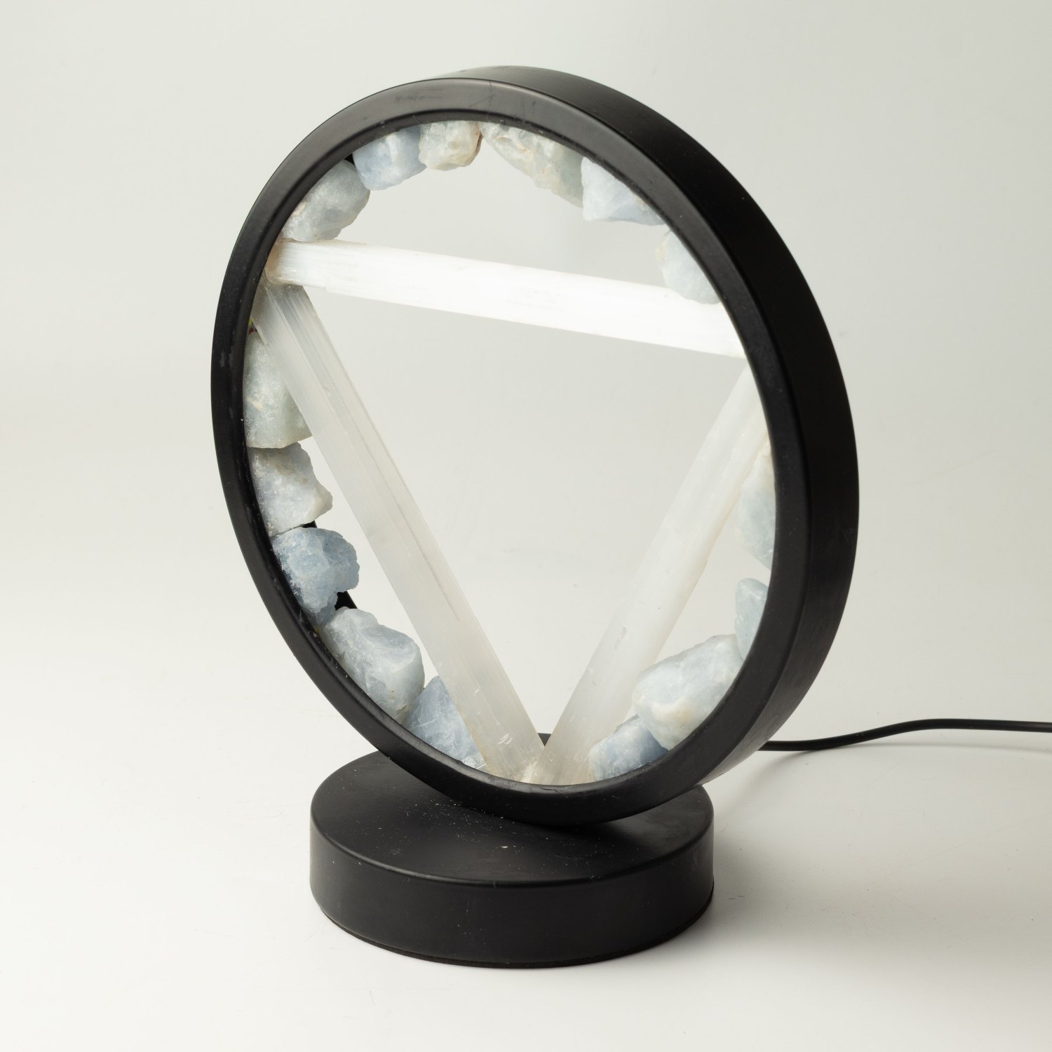 Aquamarine & Selenite Gemstone Halo Lamp – Water2