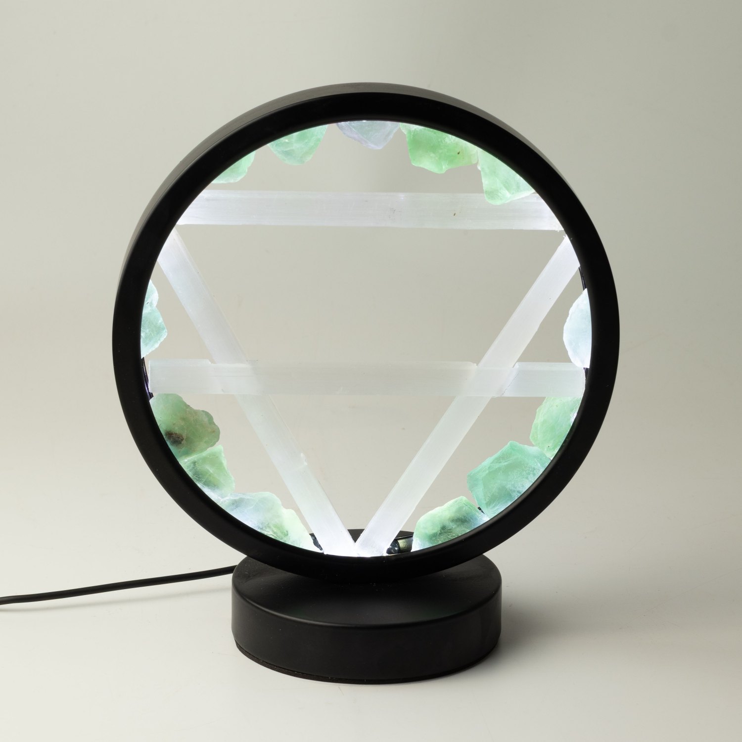 Aventurine & Selenite Gemstone Halo Lamp – Earth