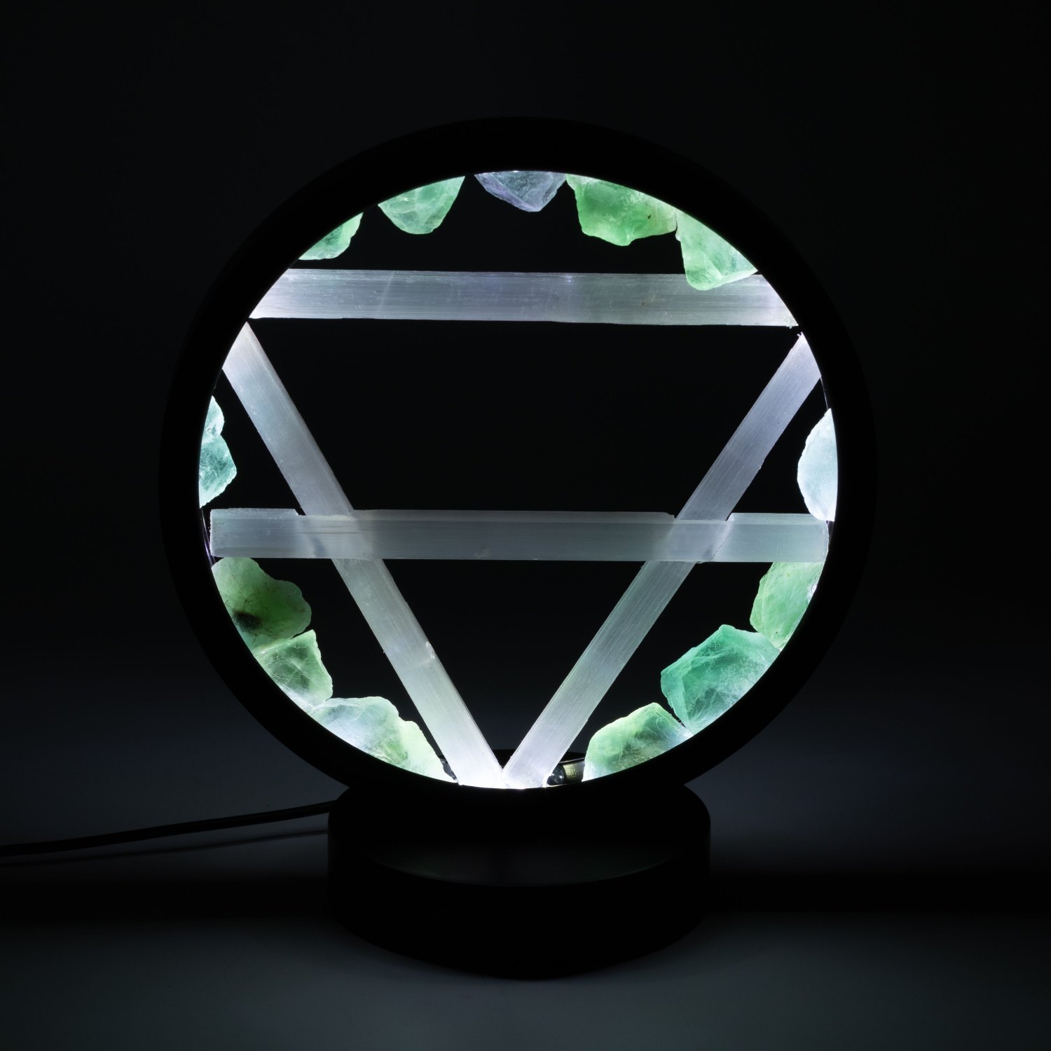 Aventurine & Selenite Gemstone Halo Lamp – Earth1