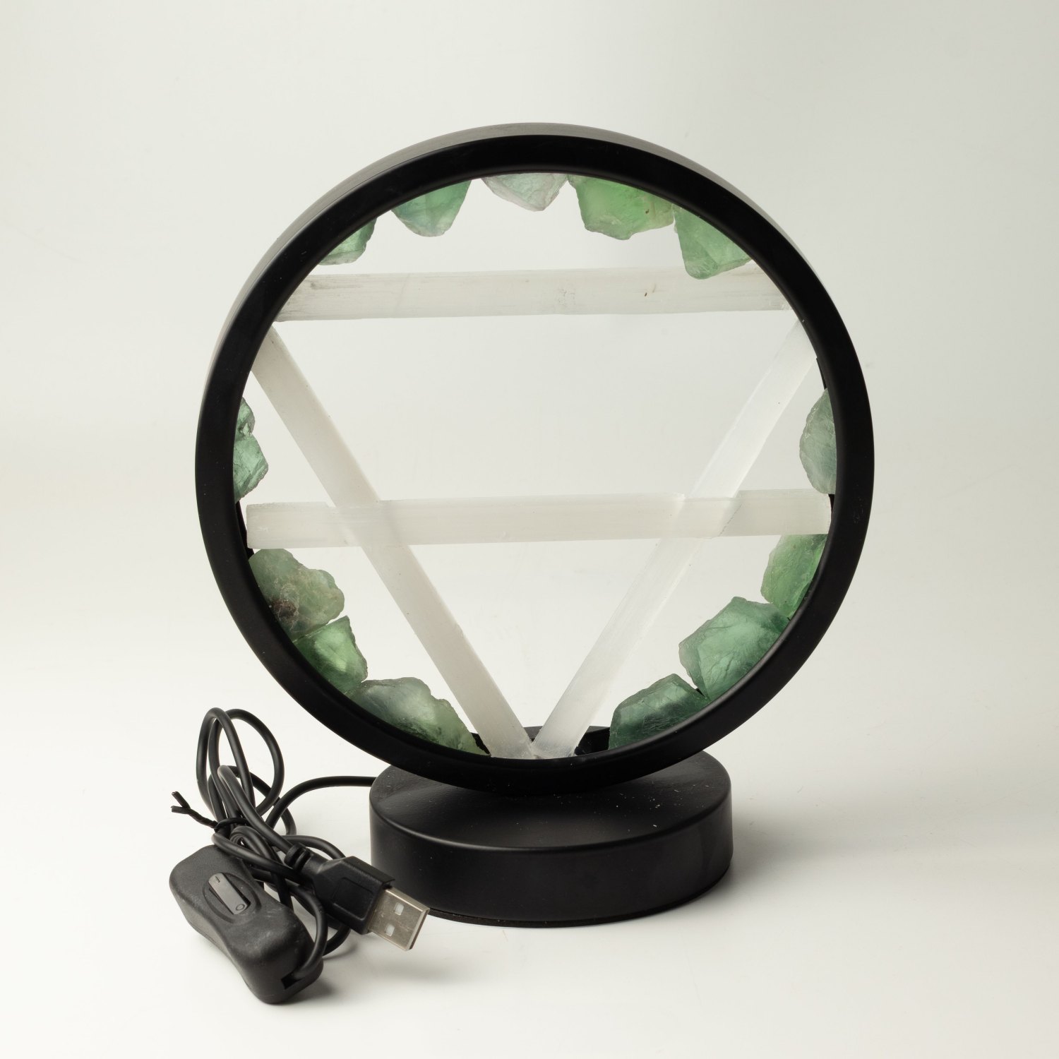 Aventurine & Selenite Gemstone Halo Lamp – Earth3