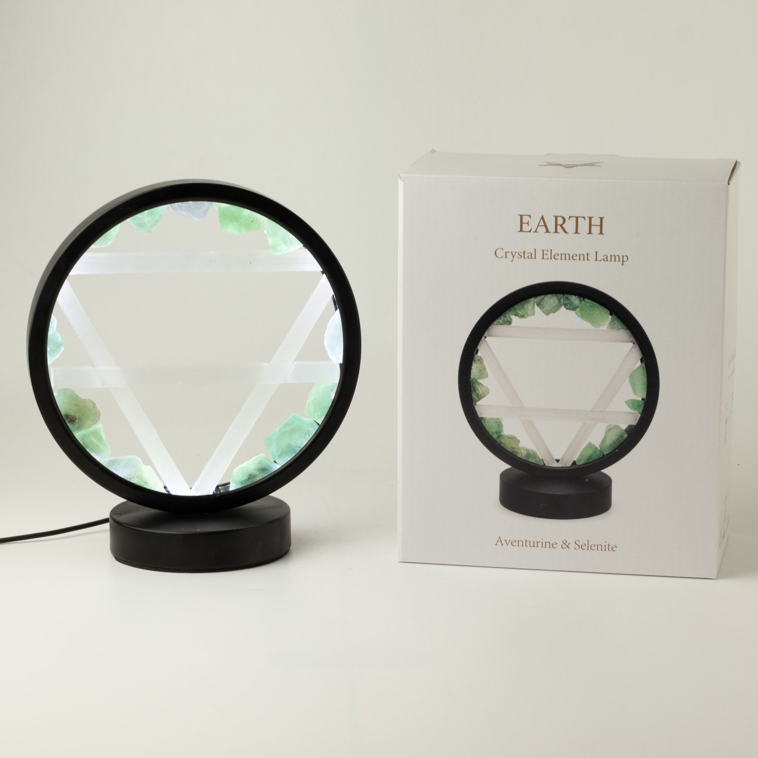 Aventurine & Selenite Gemstone Halo Lamp – Earth4