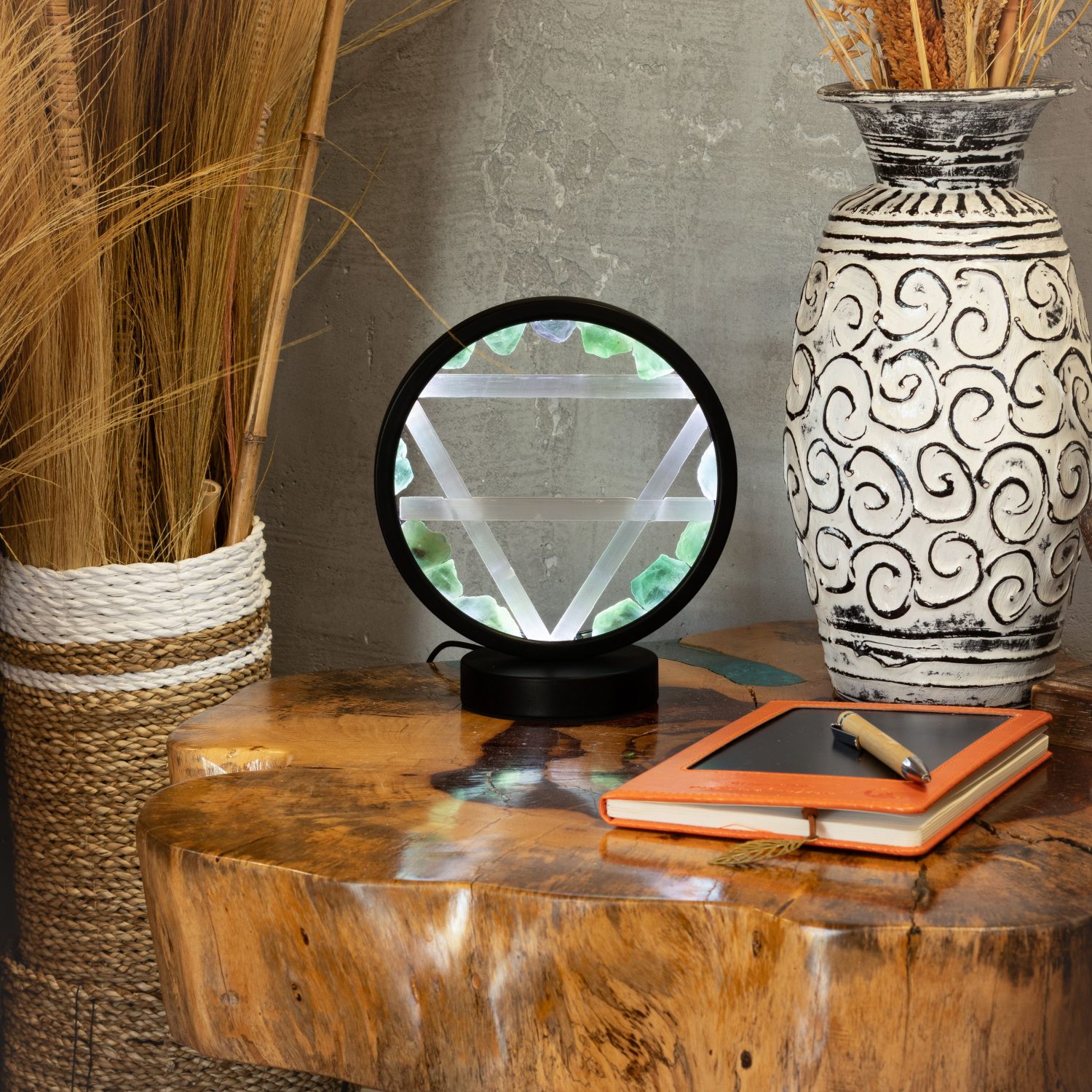 Aventurine & Selenite Gemstone Halo Lamp – Earth6