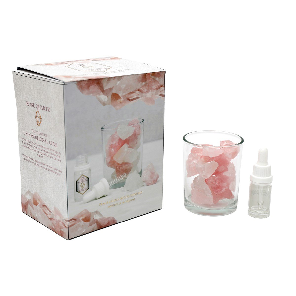 Rose Quartz Crystal Oil Diffuser with Eucalyptus Fragrance Oil