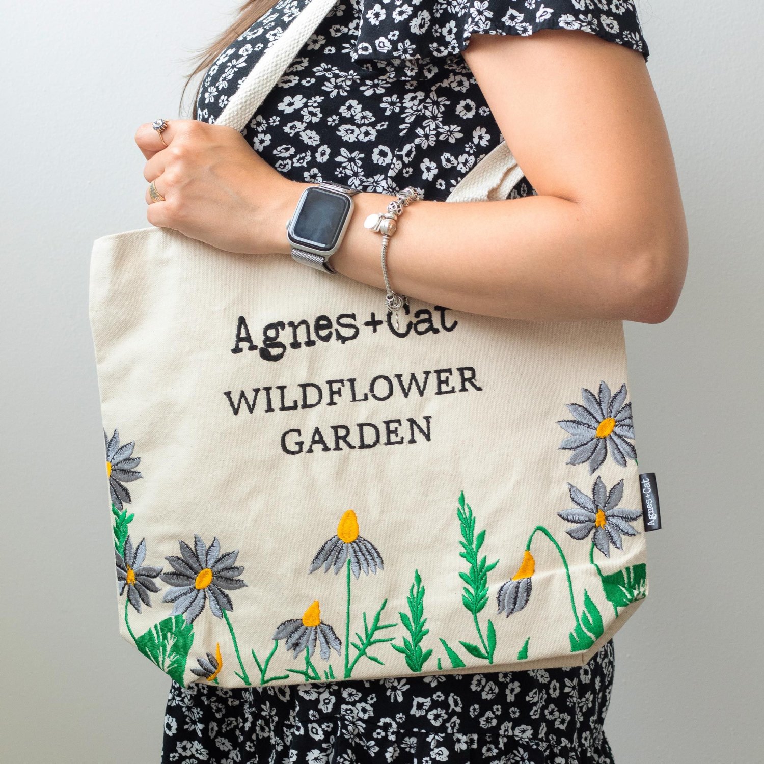 Agnes + Cat Wildflower Garden Embroidered Tote Bag – Purple Flowers3