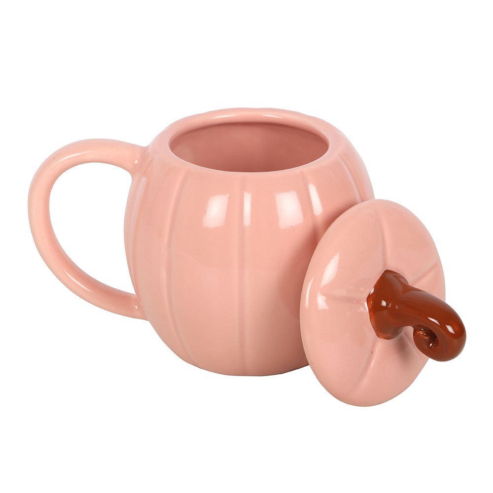 Pink Pumpkin Lidded Mug with Curly Stem Lid (450ml)1
