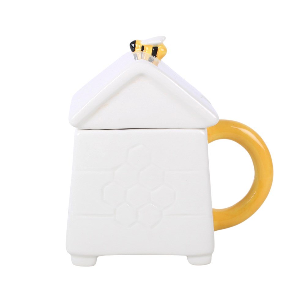 White Beehive Mug & Bee Detail Spoon Set – 500ml2