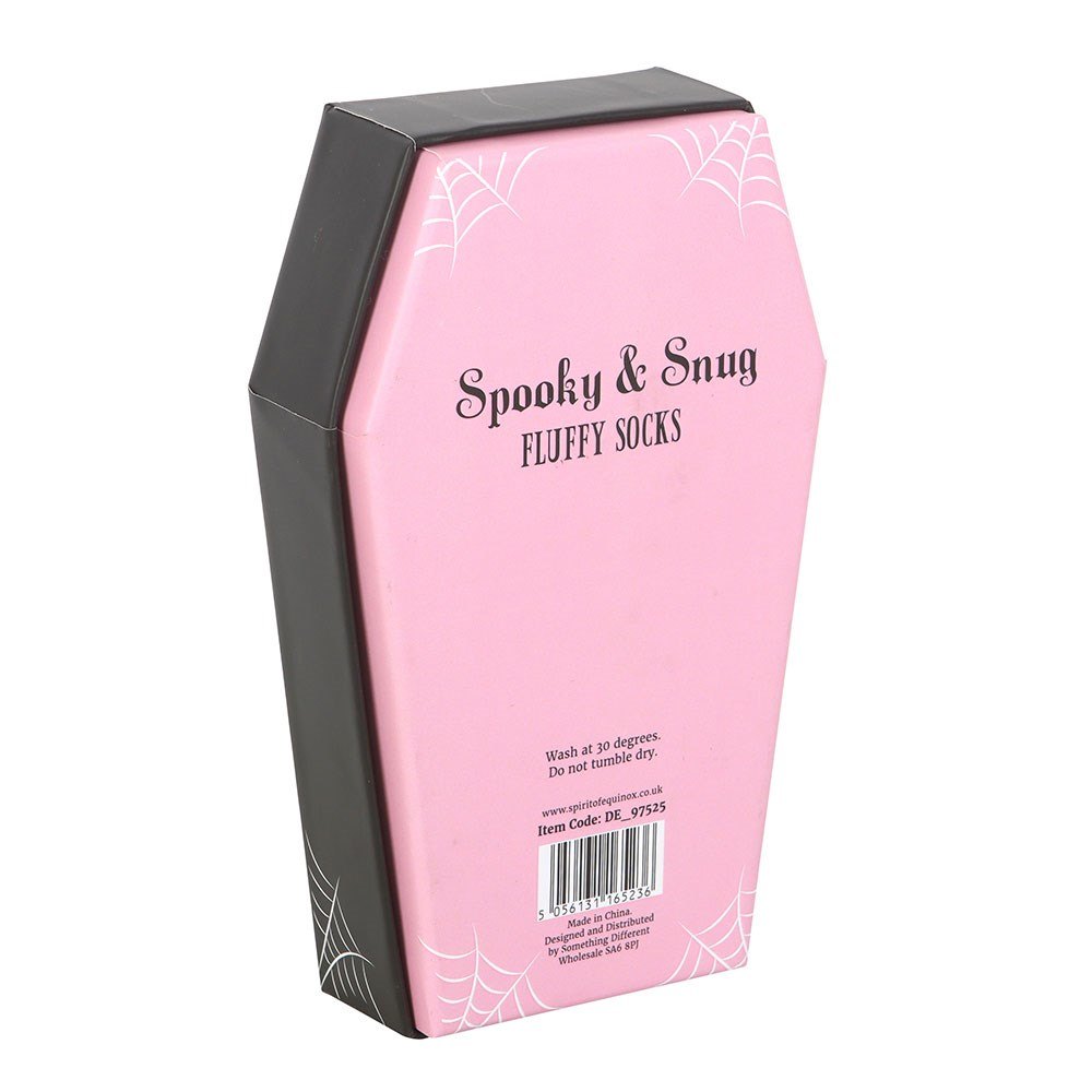 Spooky & Snug Pink & Black Striped Socks in Coffin Gift Box2