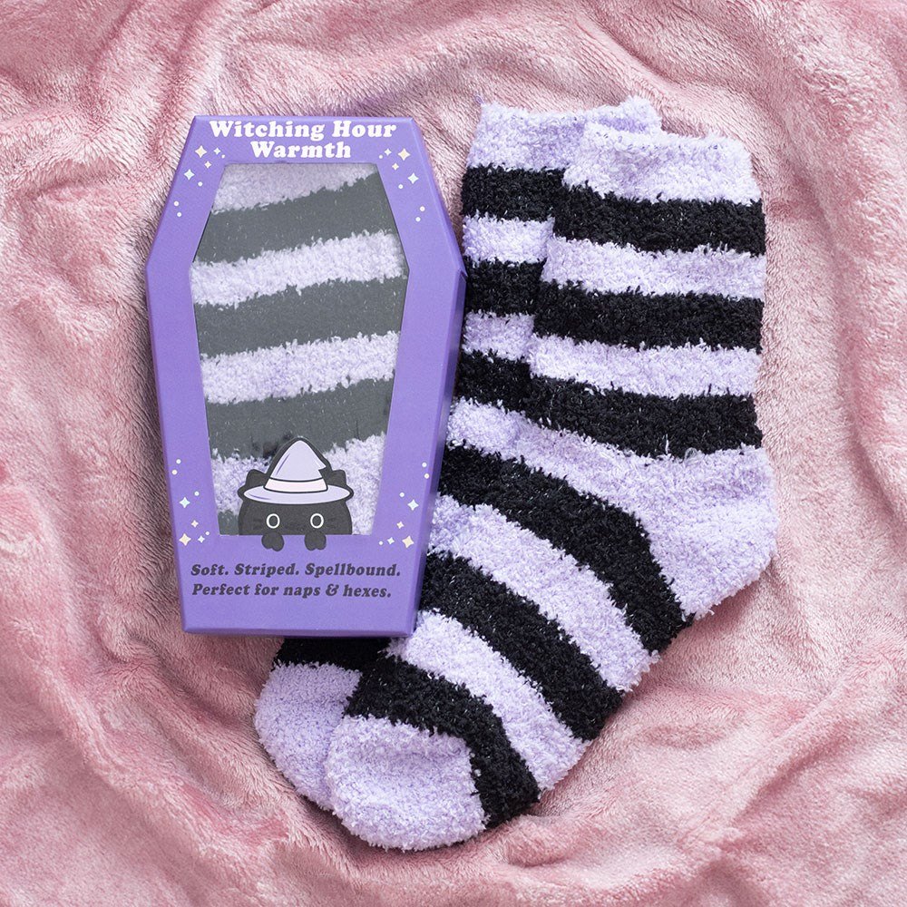 Pastel Purple Striped Socks with Coffin Gift Box